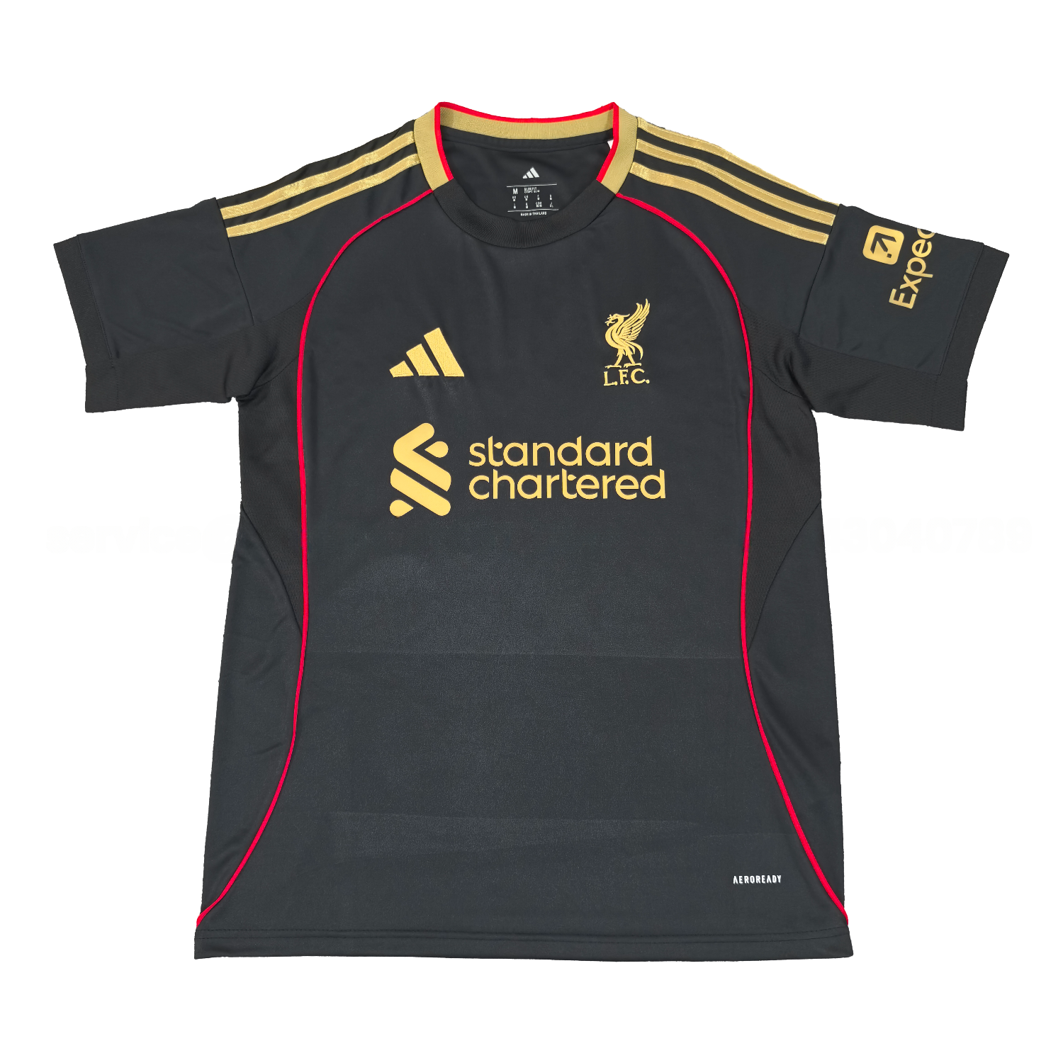 Liver.pool 25-26 Black Gold Special Jersey with Red Lines - Fans Version - ManixJersey