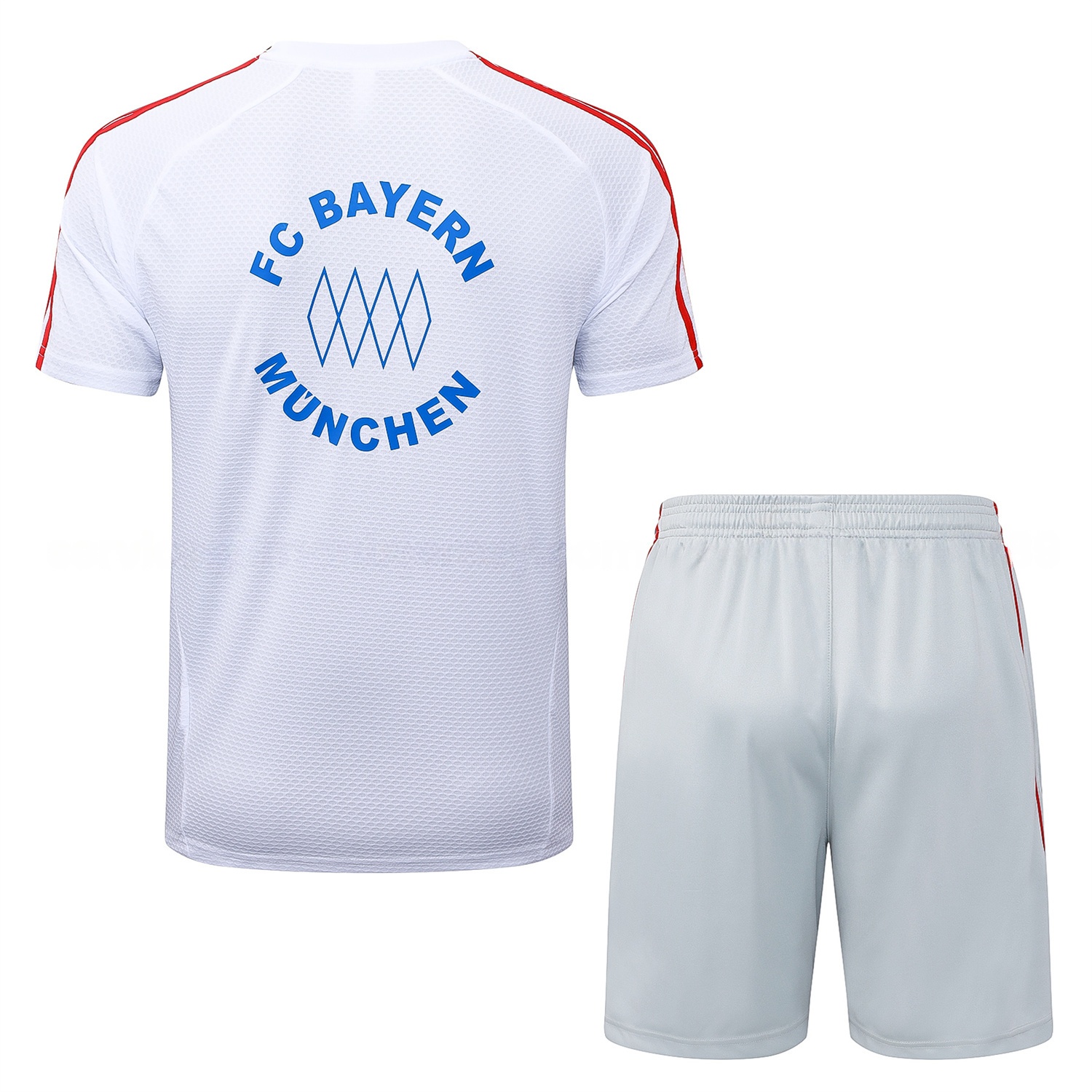 Bayern Munich 25-26 Short-Sleeve Training Set - White Throwback Top & Grey Shorts - ManixJersey