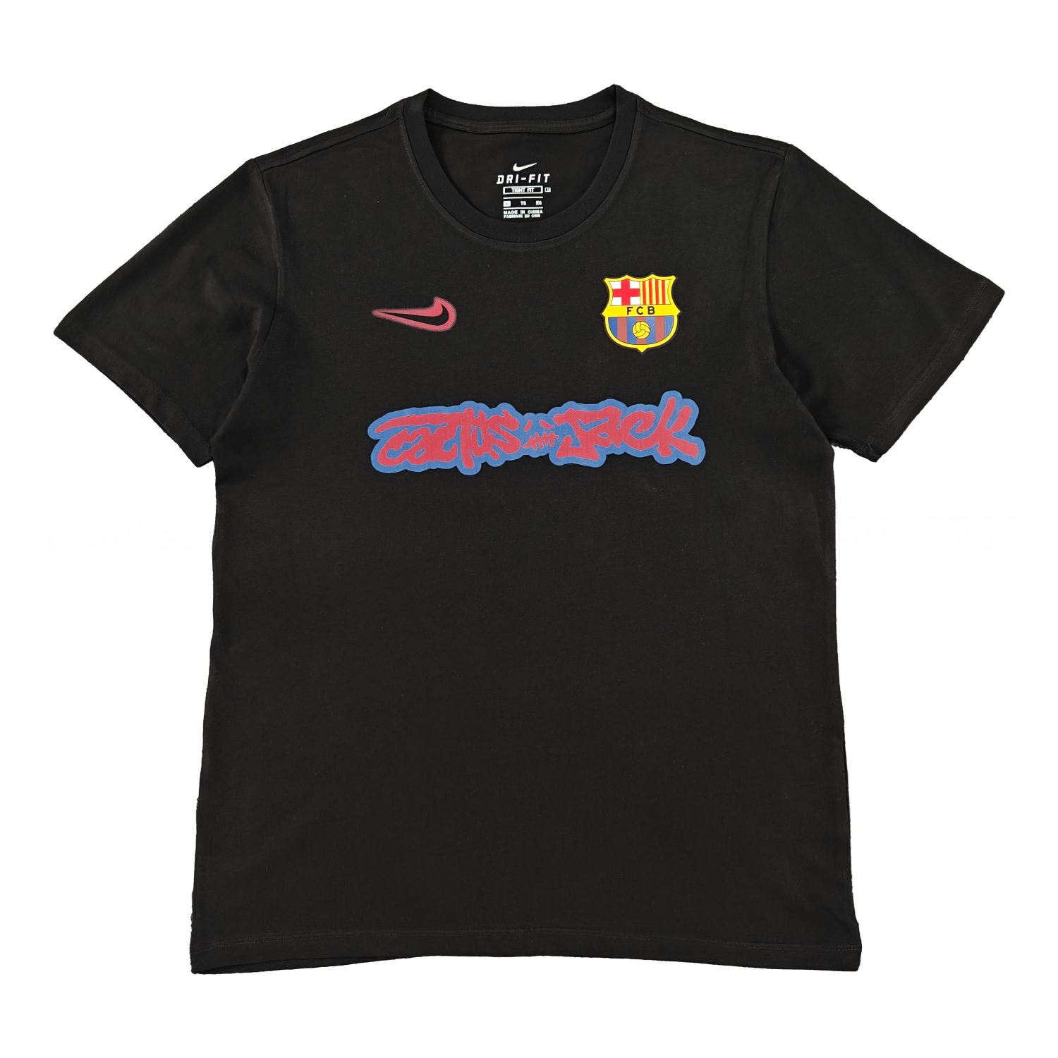 Barcelona x Travis Scott 25-26 Black T-shirt with Red ICON - ManixJersey
