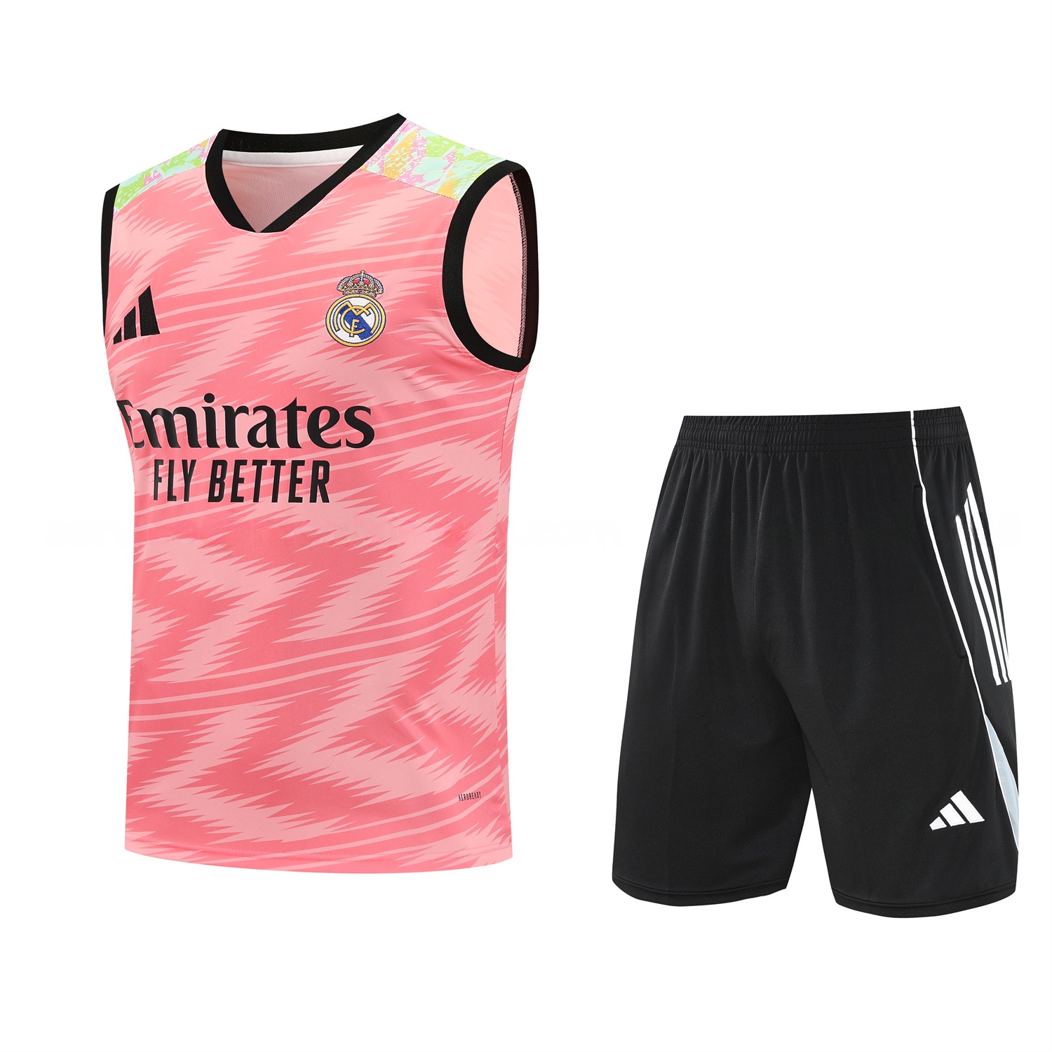 Real Madrid 25-26 Vest Training Set - Pink Arrow Pattern Vest & Black Shorts - ManixJersey