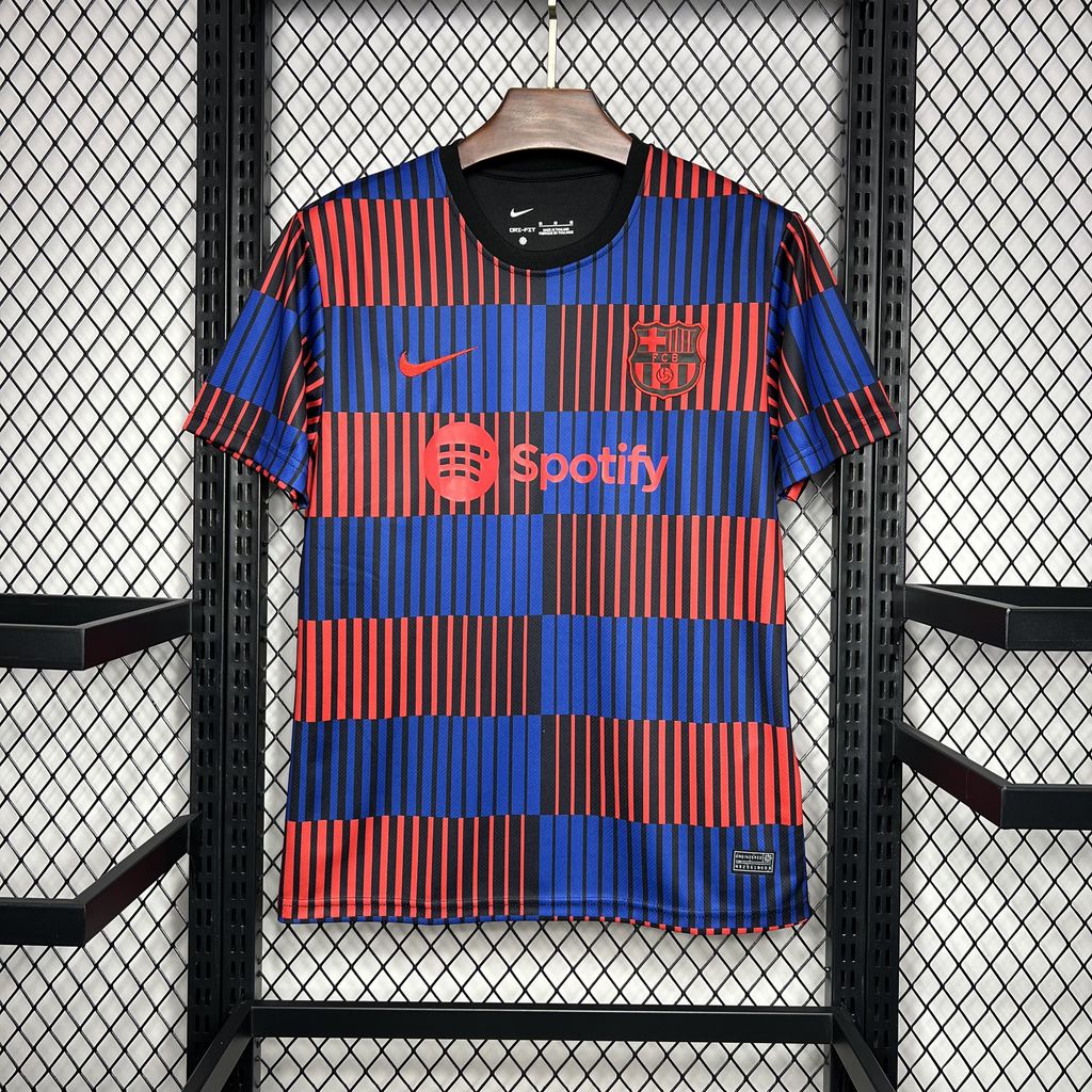 Barcelona 24-25 Stripe Pre-Match Training Jersey - Fans Version - ManixJersey