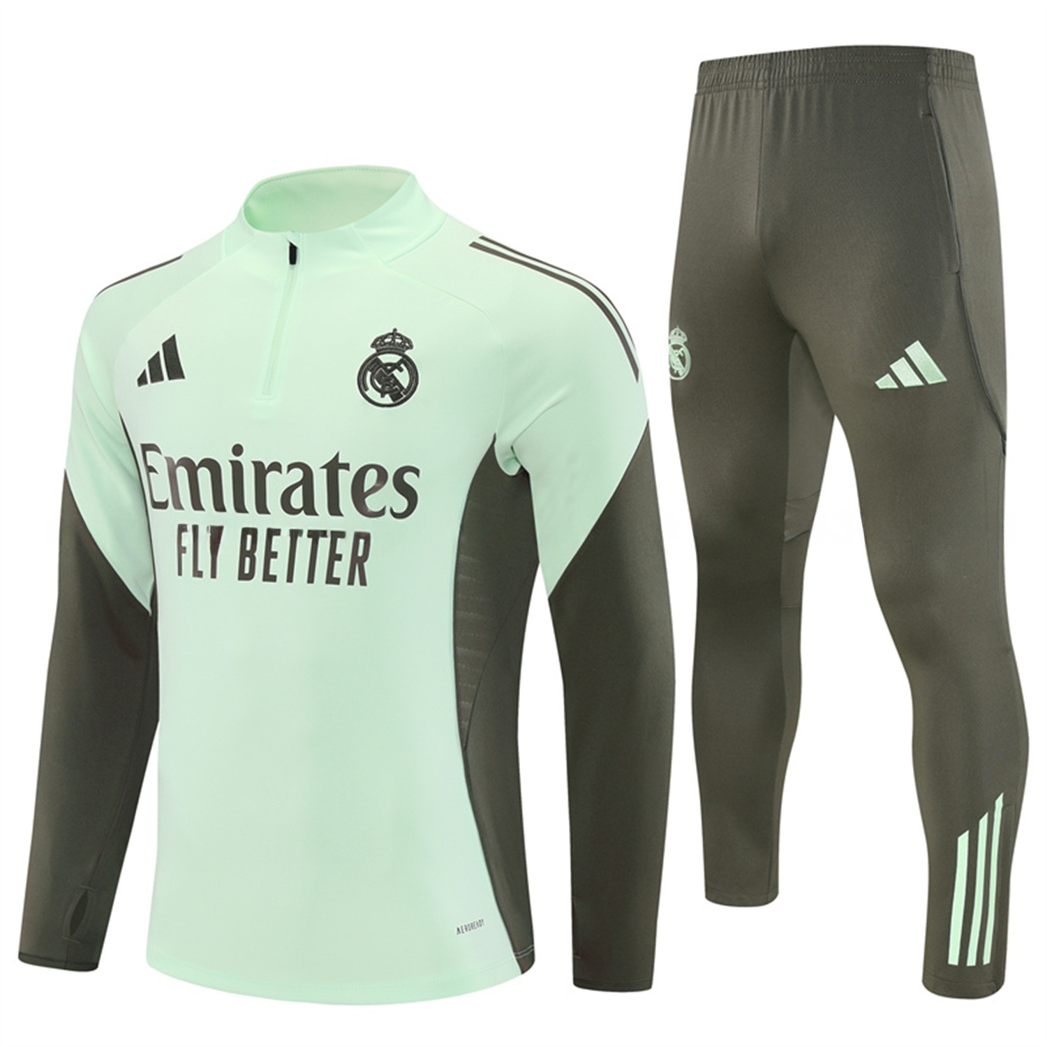 Real Madrid 25-26 Long Sleeve Training Set - Light Green Top & Army Green Pants - ManixJersey