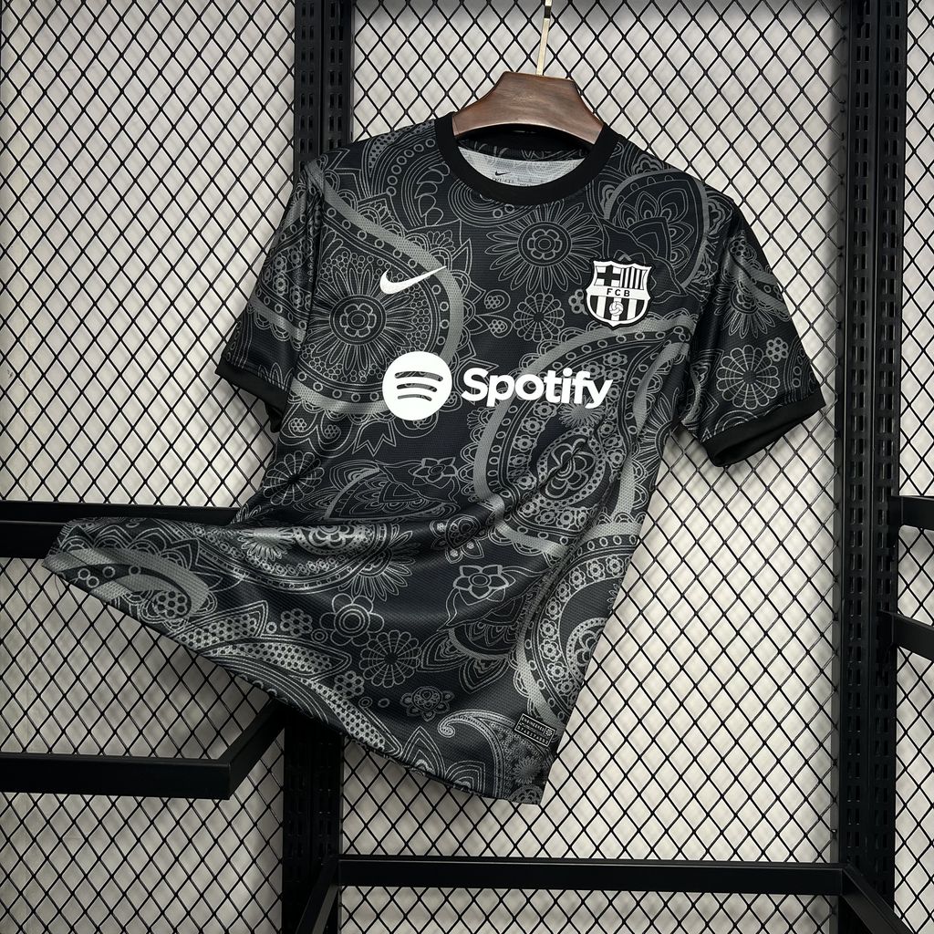Barcelona 24-25 Black Grey Pattern Jersey - Fans Version - ManixJersey