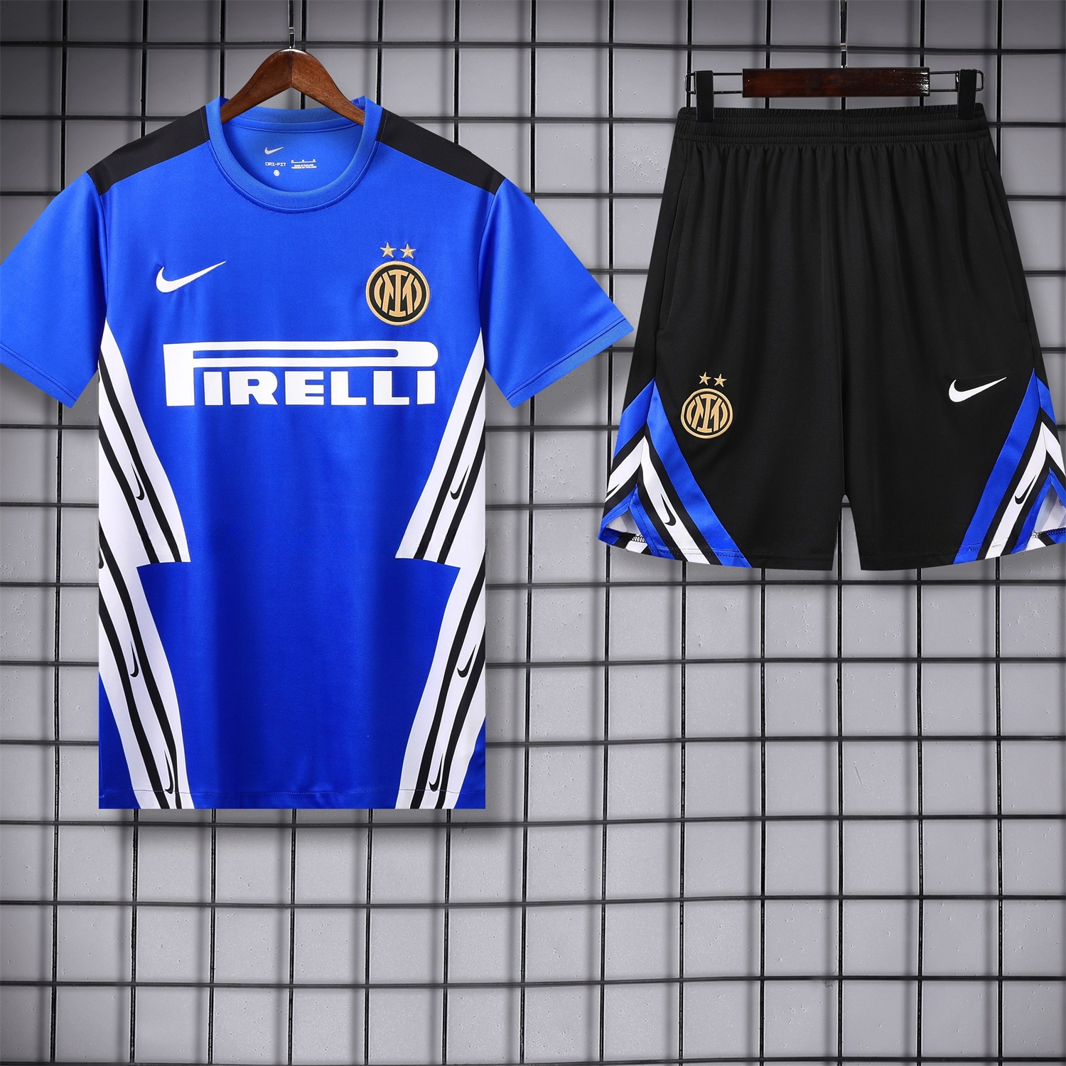 Inter Milan 25-26 Short-Sleeve Training Set - Blue Top & Black Shorts - ManixJersey