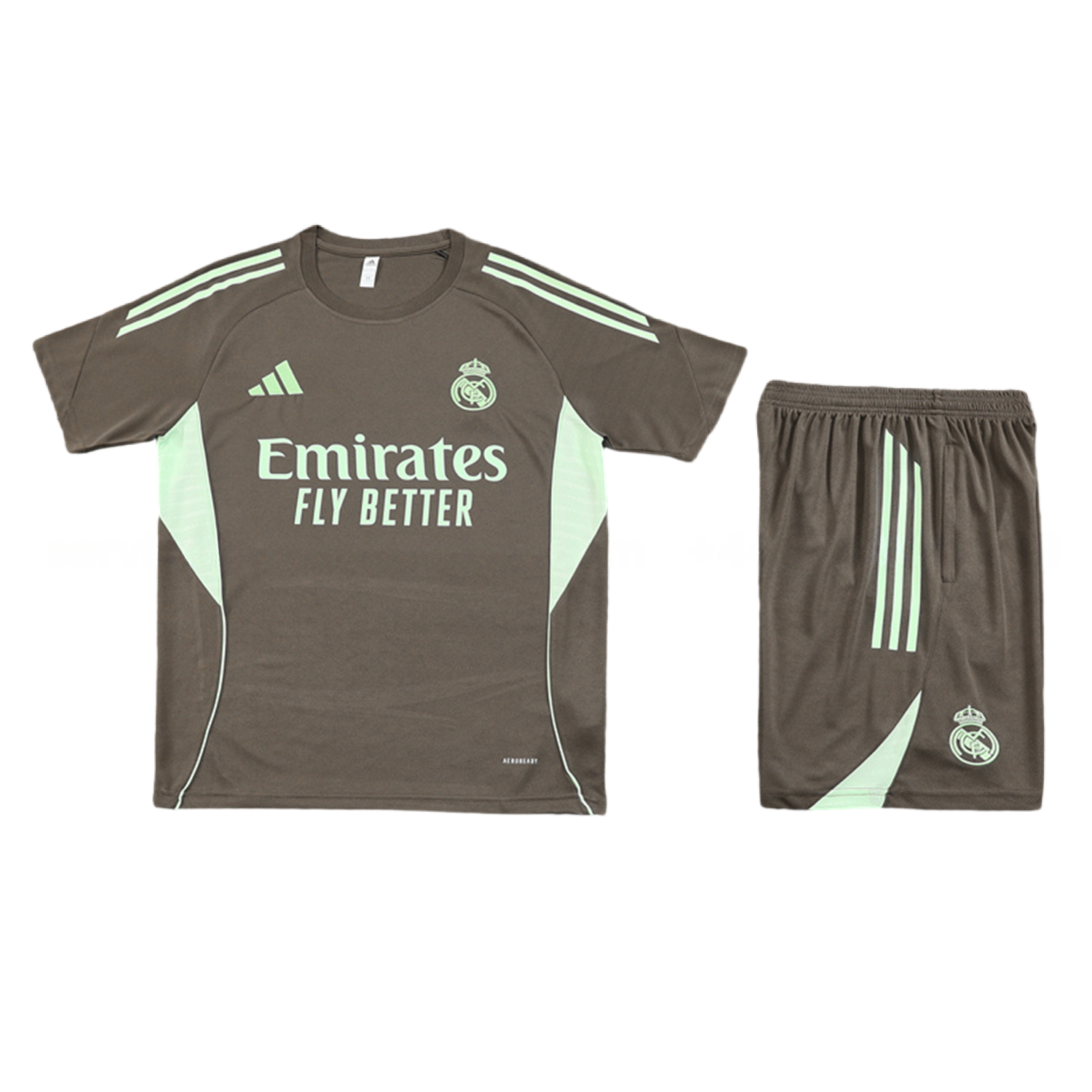 Real Madrid 25-26 Short-Sleeve Training Set - Dark Khaki Top and Shorts - ManixJersey