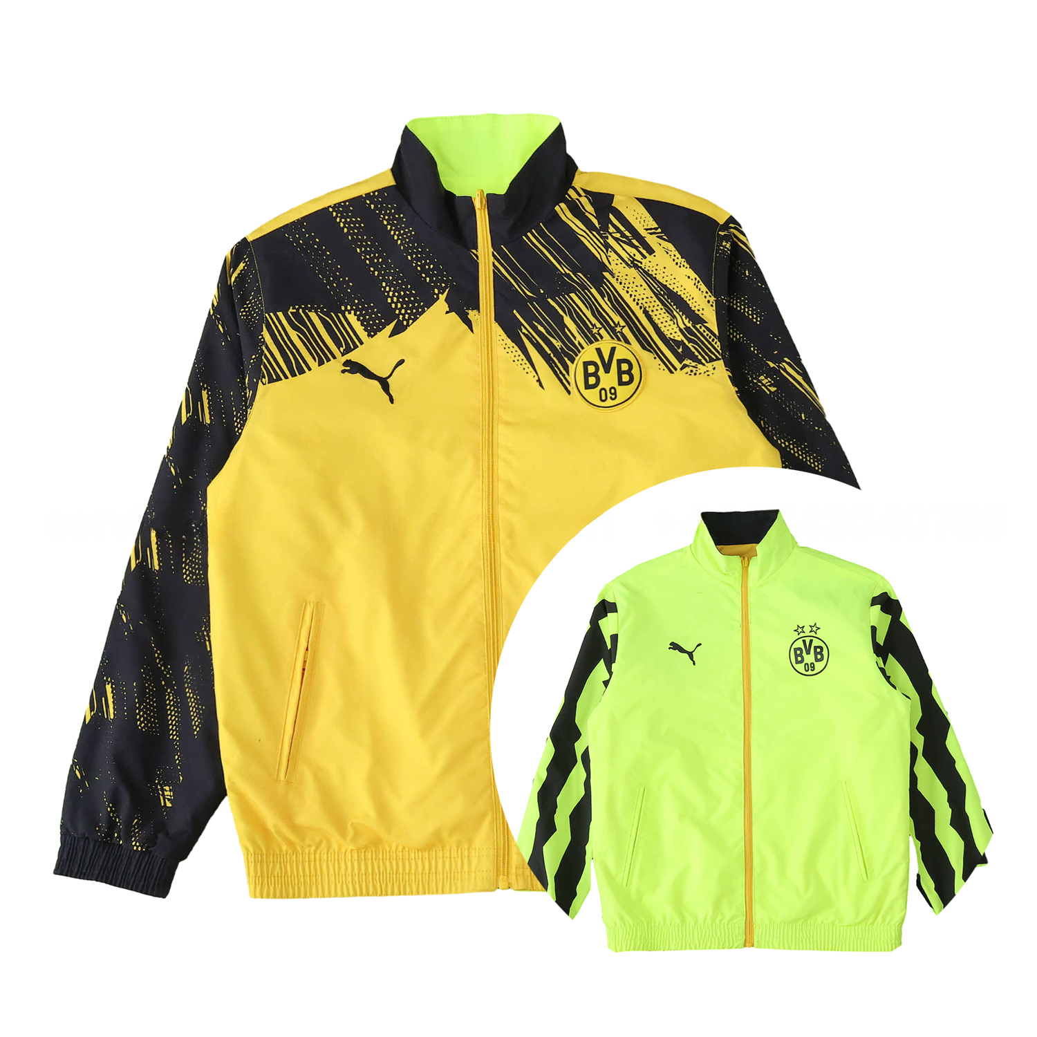 Dortmund 25-26 Double Sided Reversible Windbreaker - Green & Yellow - ManixJersey