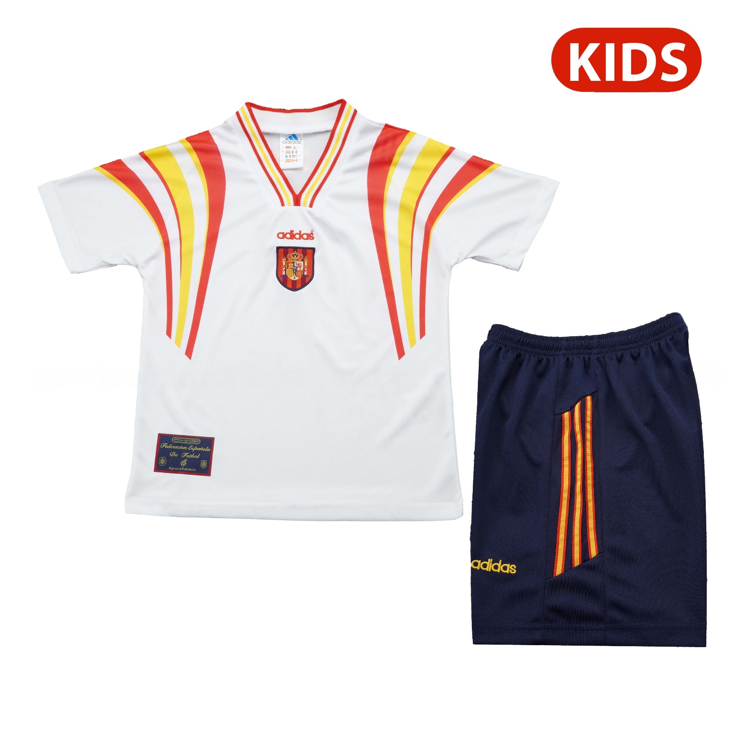 Retro Spain 1996 Away White Kids Kit - ManixJersey