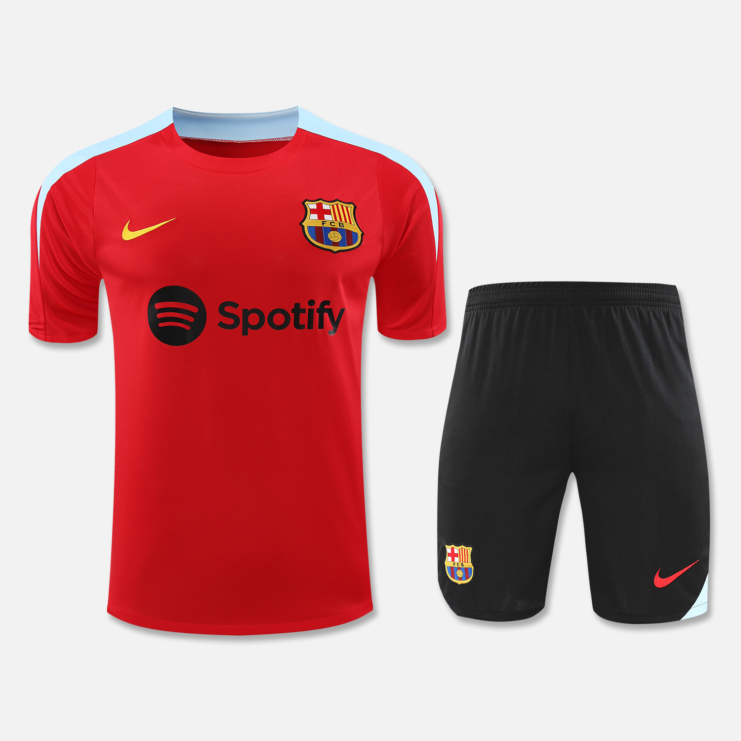 Barcelona 24-25 Short-Sleeve Training Set - Red Top & Black Shorts - ManixJersey