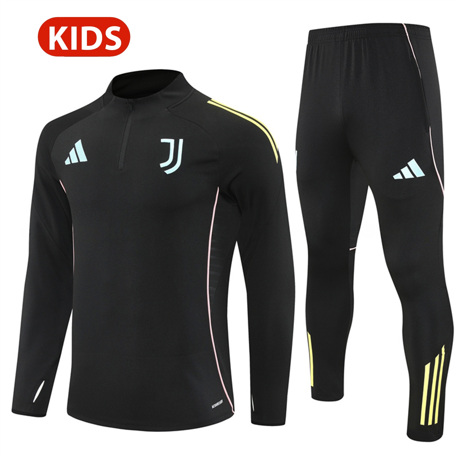 Juventus 25-26 Kids Long Sleeve Training Set - Black Top and Black Pants - ManixJersey