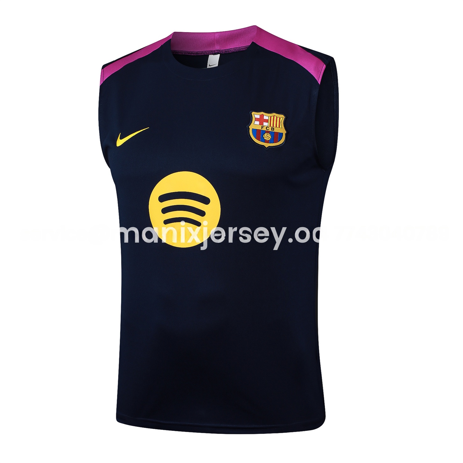 Barcelona 25-26 Vest Training Set - Deep Blue Black Vest and Shorts - ManixJersey