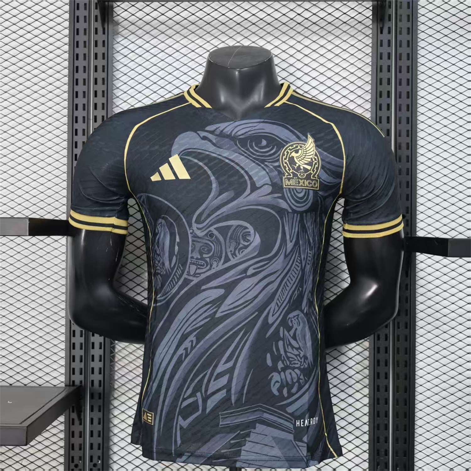 Mexico 25-26 Grey Eagle Sketch Black Gold Special Jersey - Player Version - ManixJersey