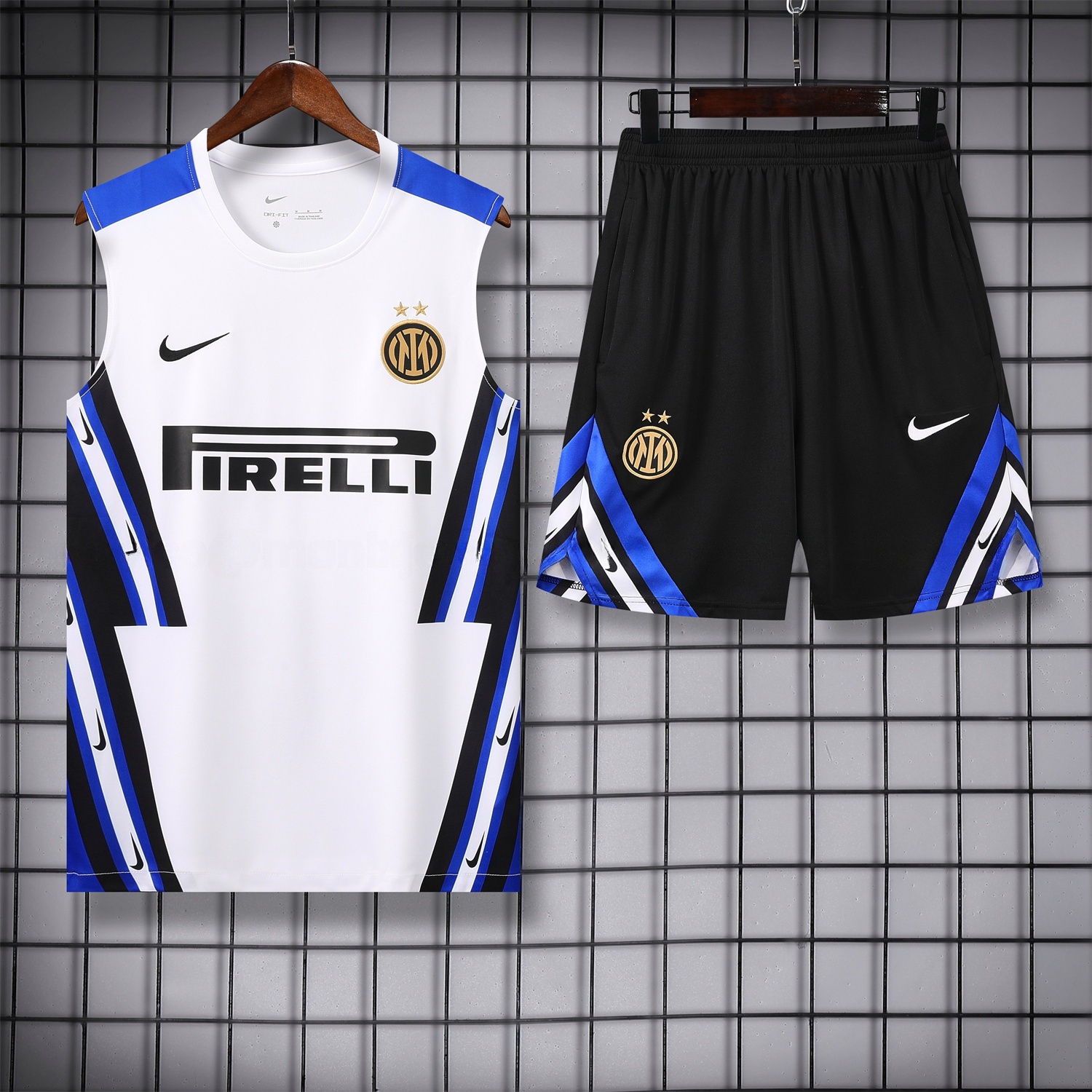 Inter Milan 25-26 Vest Training Set - White Vest & Black Shorts - ManixJersey