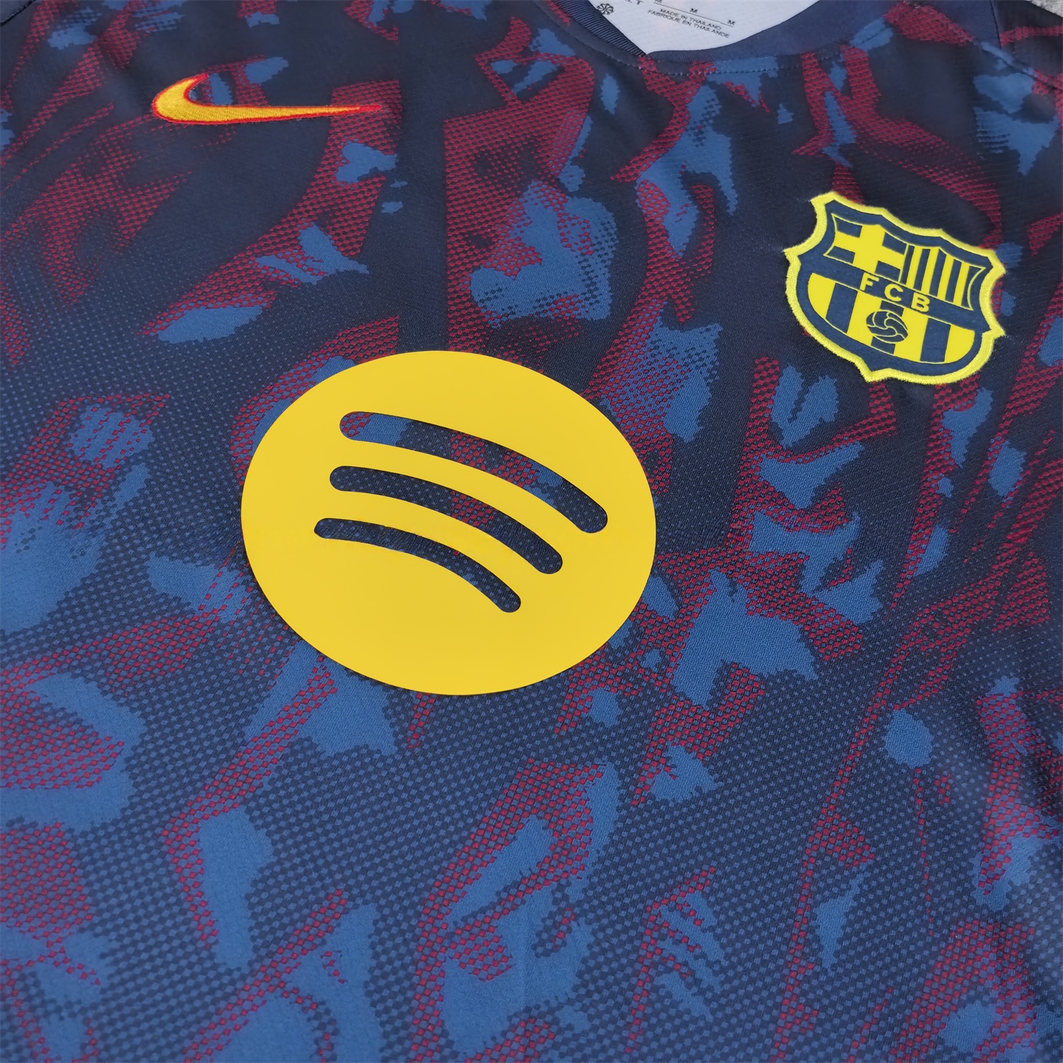 Barcelona 25-26 Deep Blue Training Jersey with Red and Blue Tree Pattern - Fans Version - ManixJersey