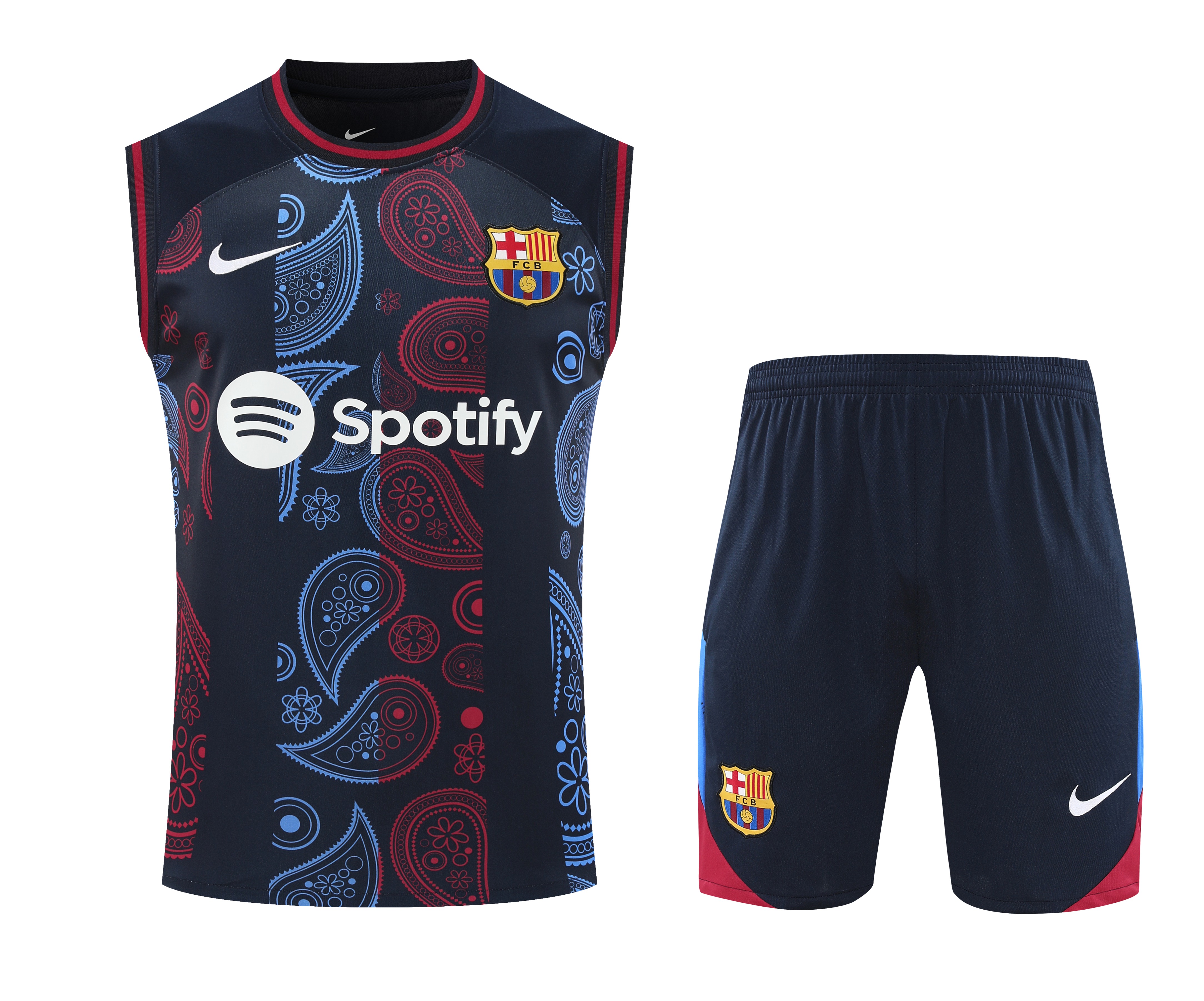 Barcelona 24-25 Training Vest Suit - Blue with Pattern - ManixJersey