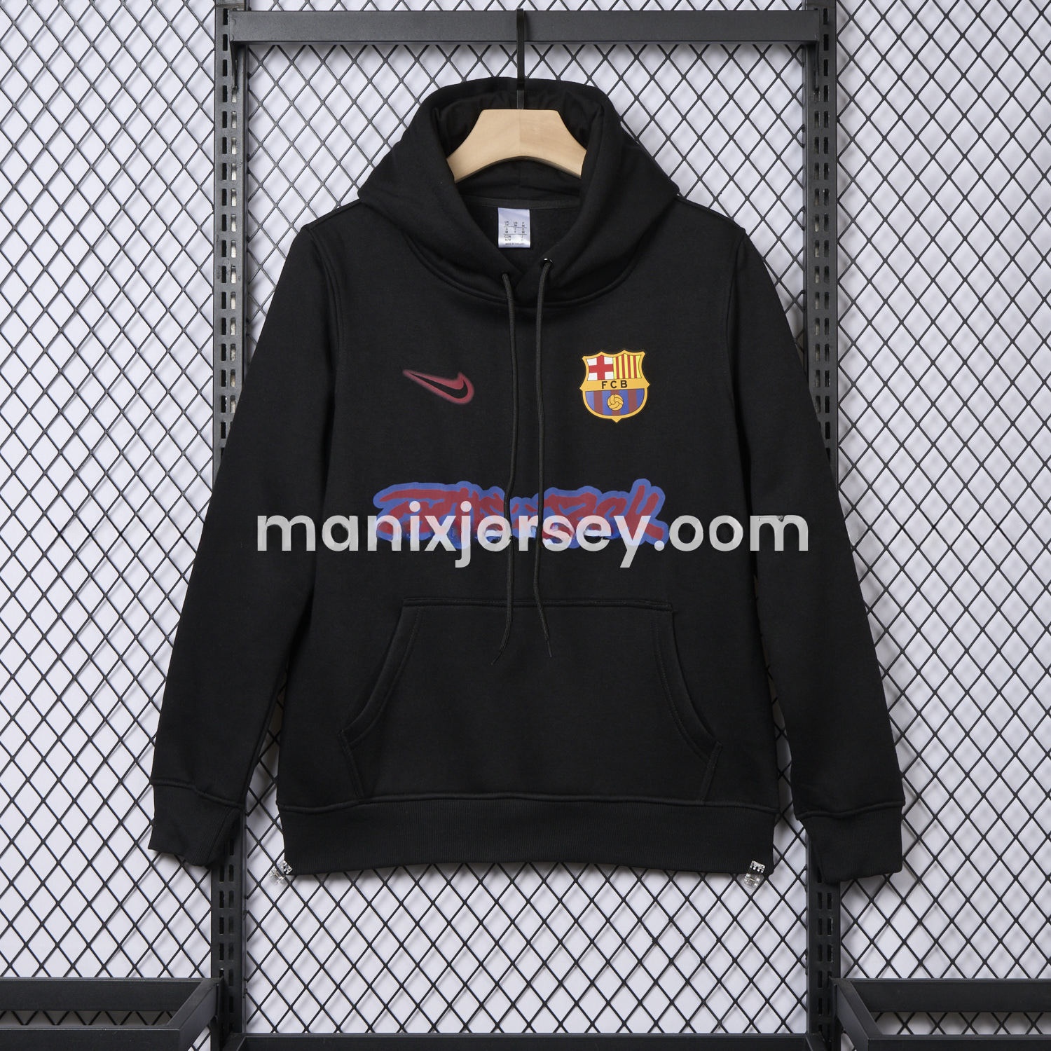 Barcelona x Travis Scott Black Unisex Pullover Hoodie - ManixJersey