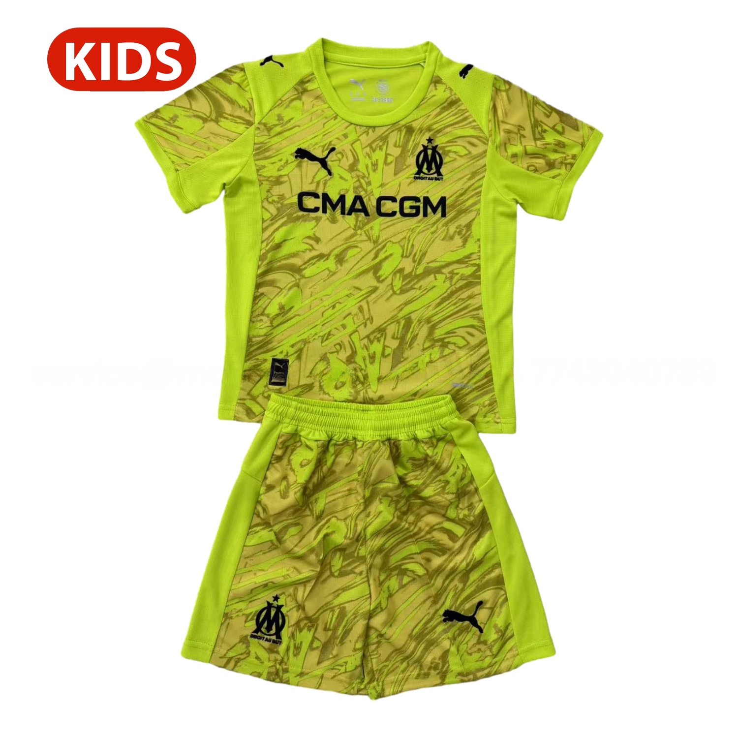 Marseille 25-26 Green Goalkeeper Kids Kit - ManixJersey