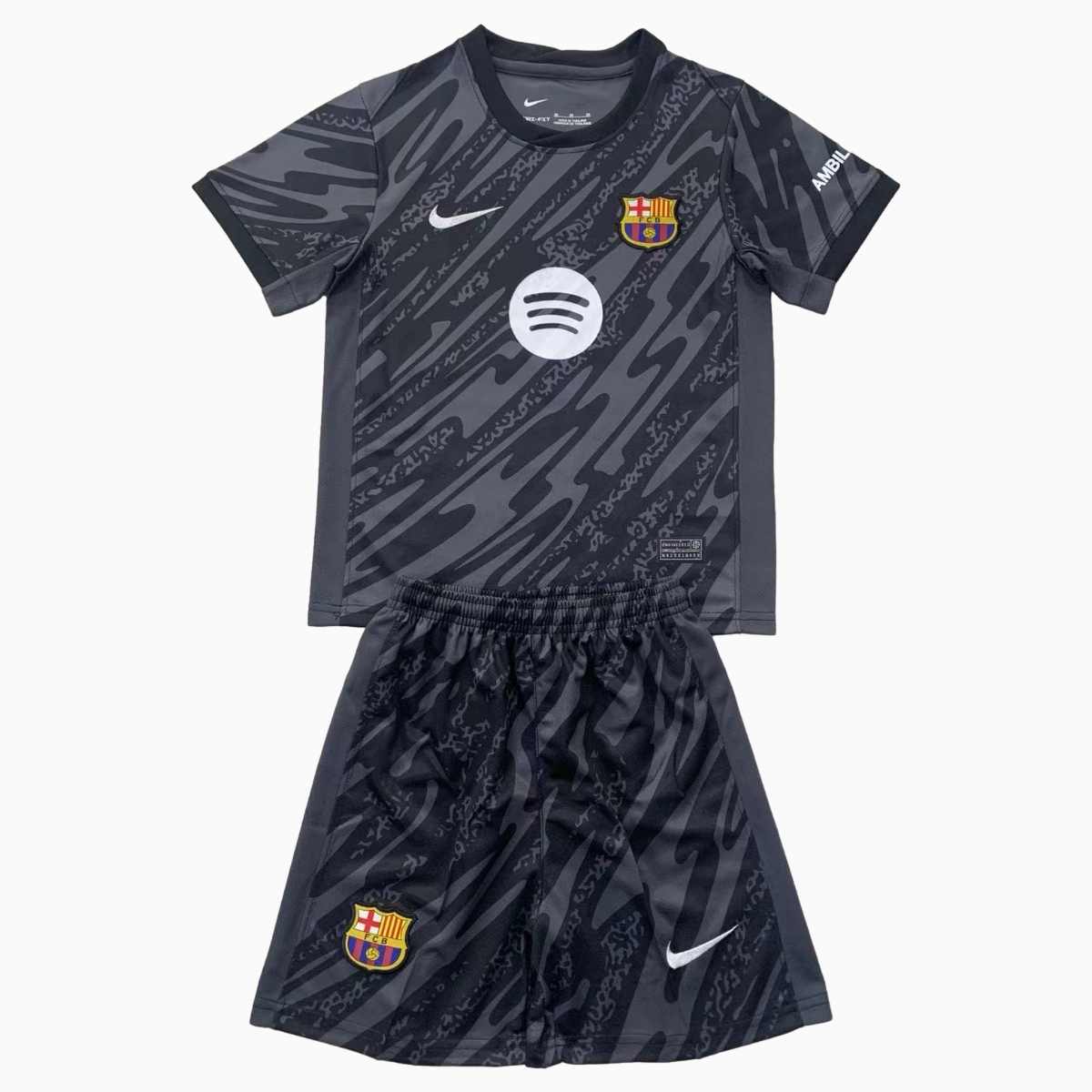 Barcelona 24-25 Black Goalkeeper Kids Kit - ManixJersey