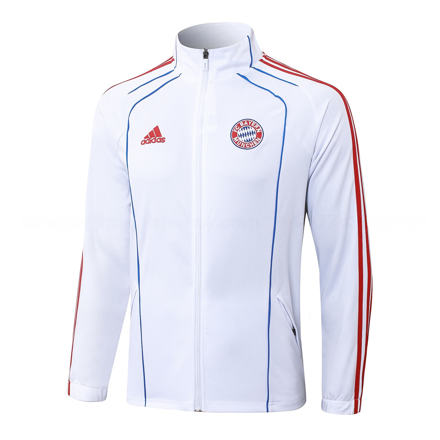 Bayern Munich 25-26 Jacket Training Tracksuit - White Throwback Jackets & Grey Pants - ManixJersey