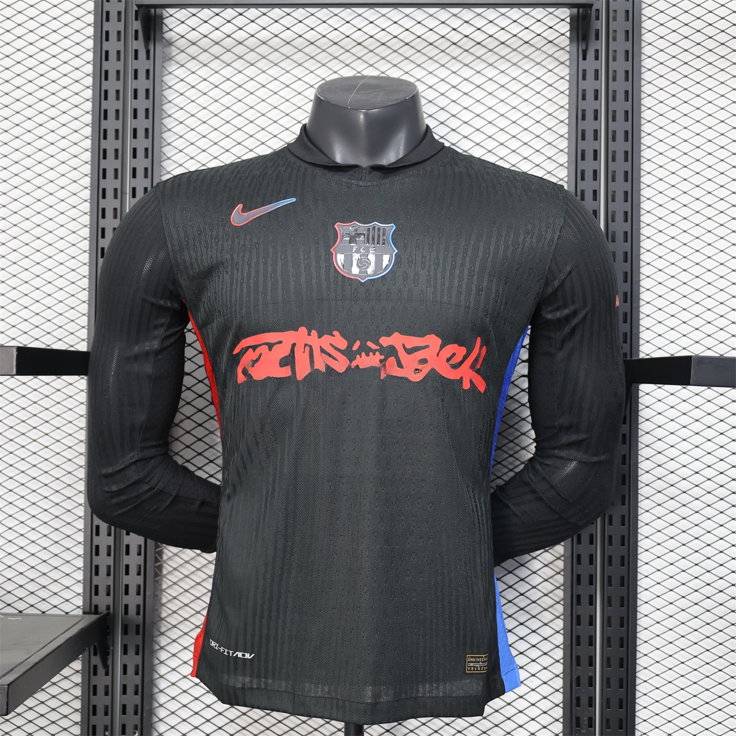 Barcelona x Travis Scott 24-25 Away Black Long Sleeves Jersey - Player Version - ManixJersey
