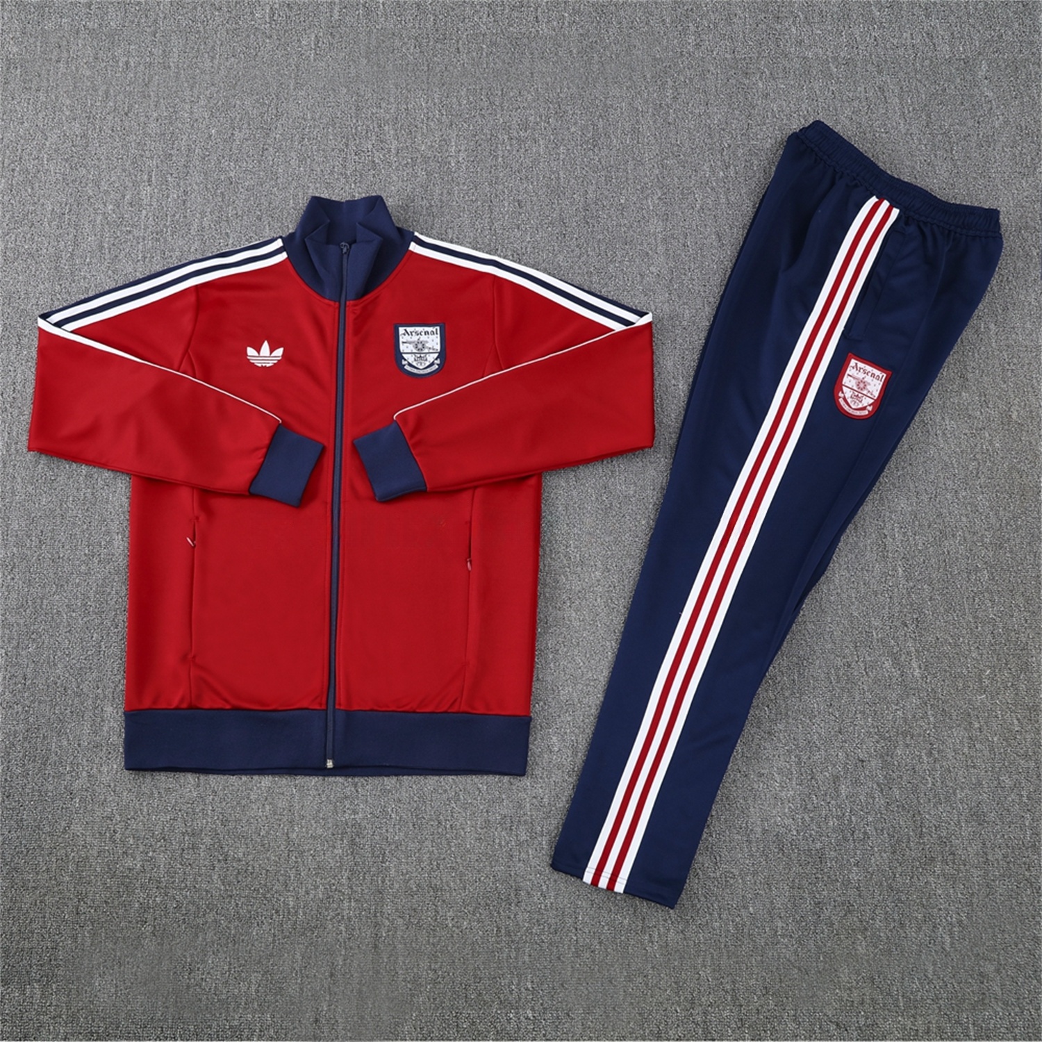 Arsenal 24-25 Throwback Jacket Training Tracksuit - Red Jackets & Blue Pants - ManixJersey