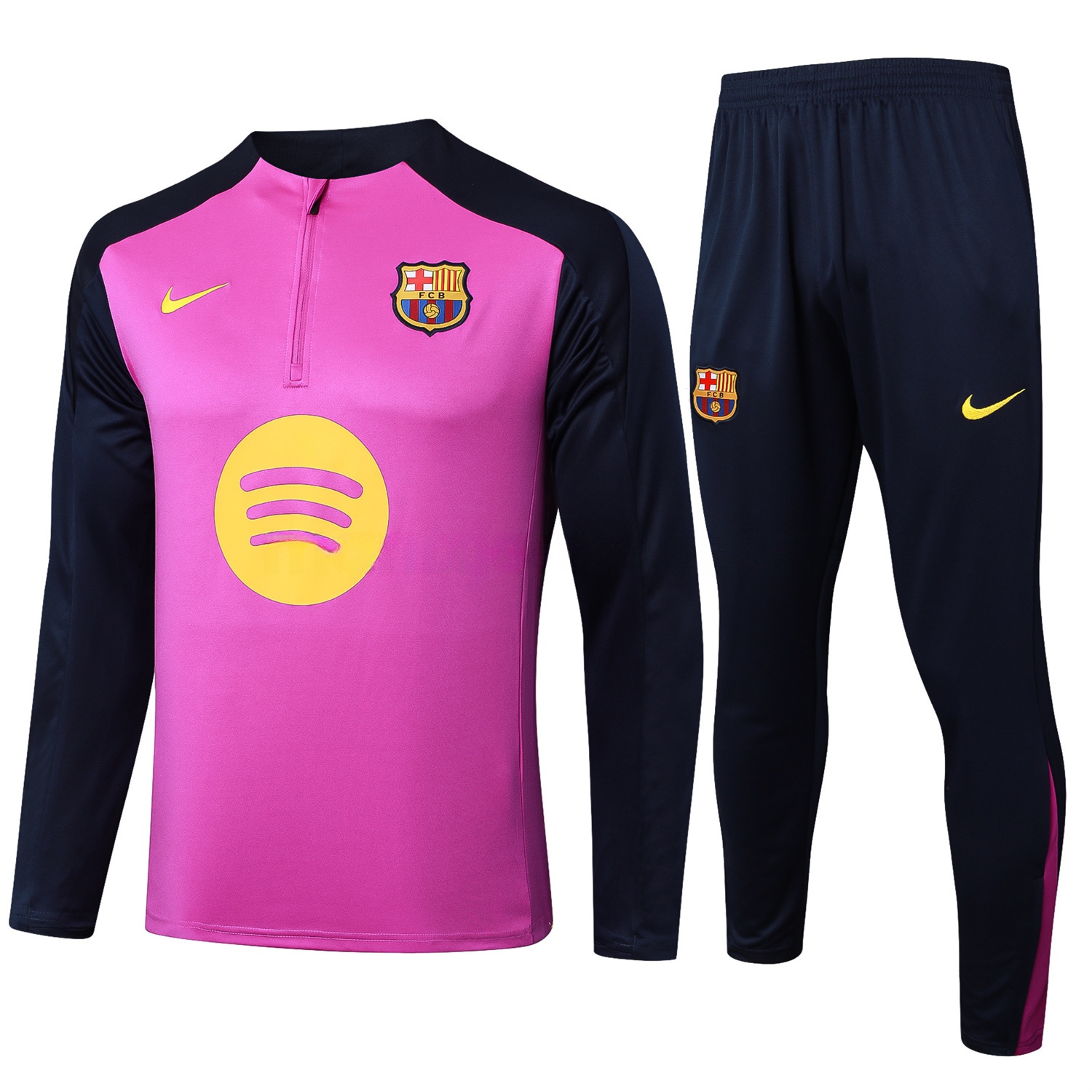 Barcelona 25-26 Long Sleeve Training Set - Purple Top and Deep Blue Pants - ManixJersey