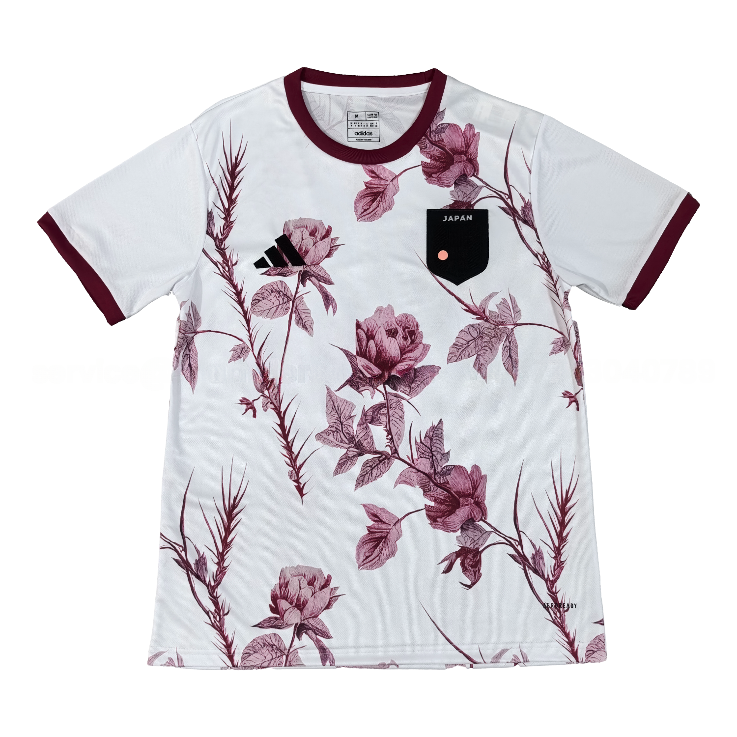 Japan 25-26 Red Flowers White Jersey - Fans Version - ManixJersey