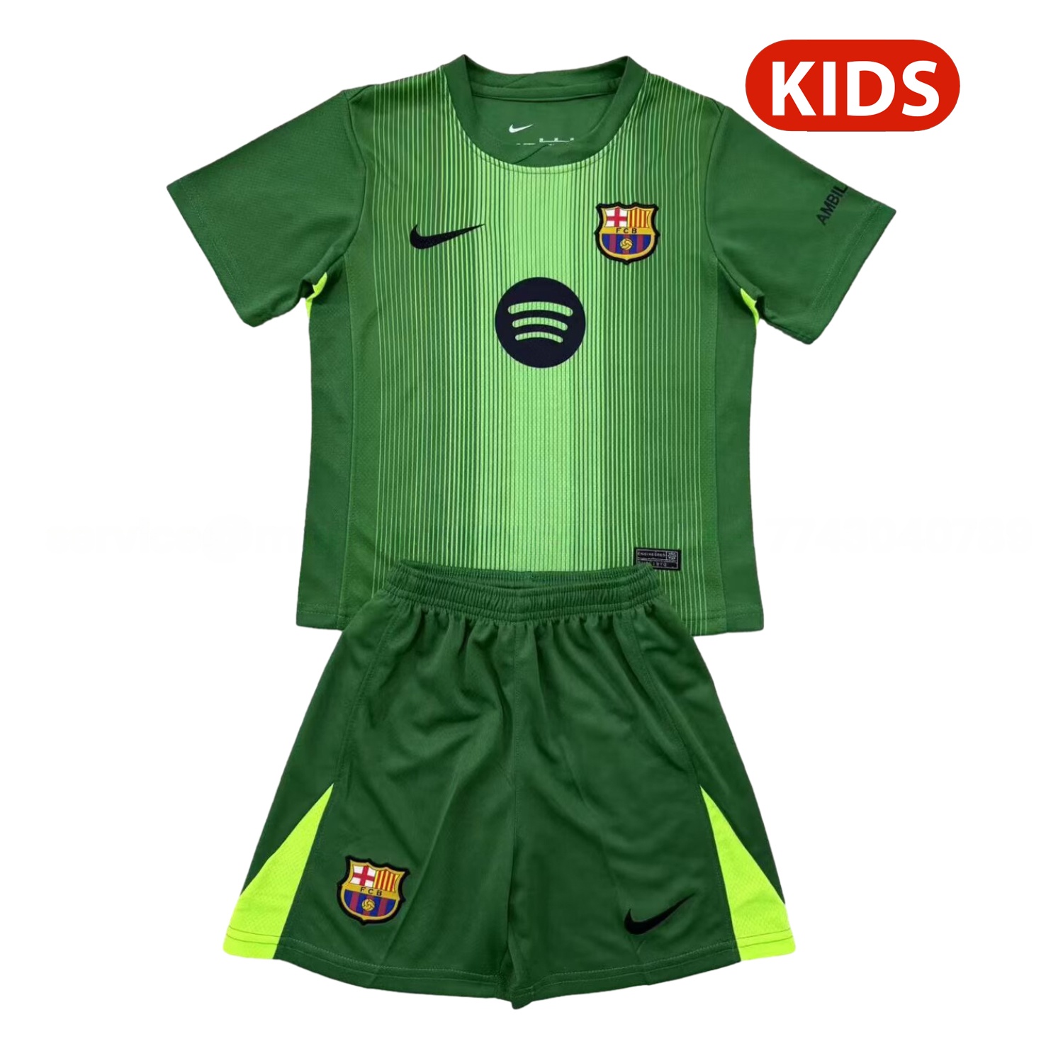 Barcelona 25-26 Goalkeeper Green Kids Kit - ManixJersey
