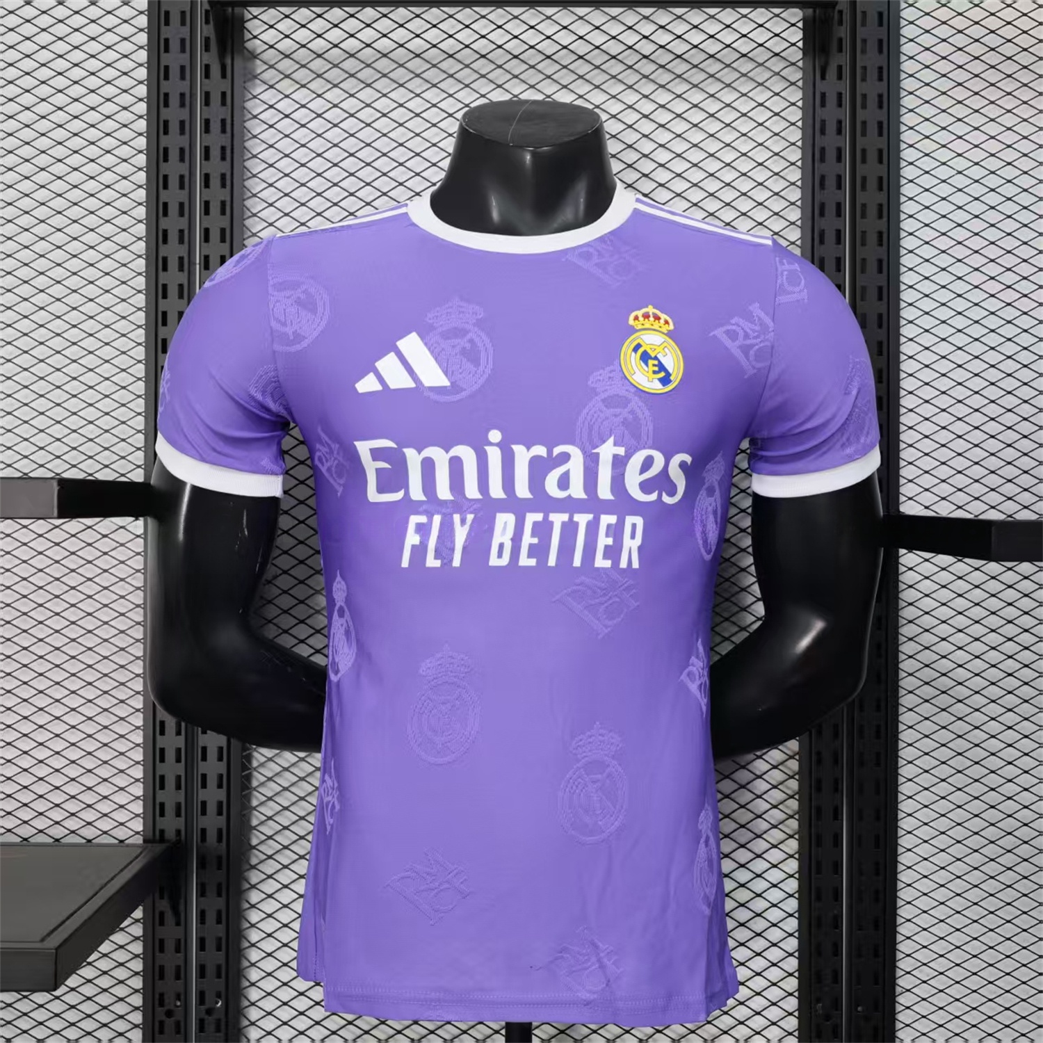 Real Madrid 25-26 Purple Team Logo Jacquard Special Jersey - Player Version - ManixJersey