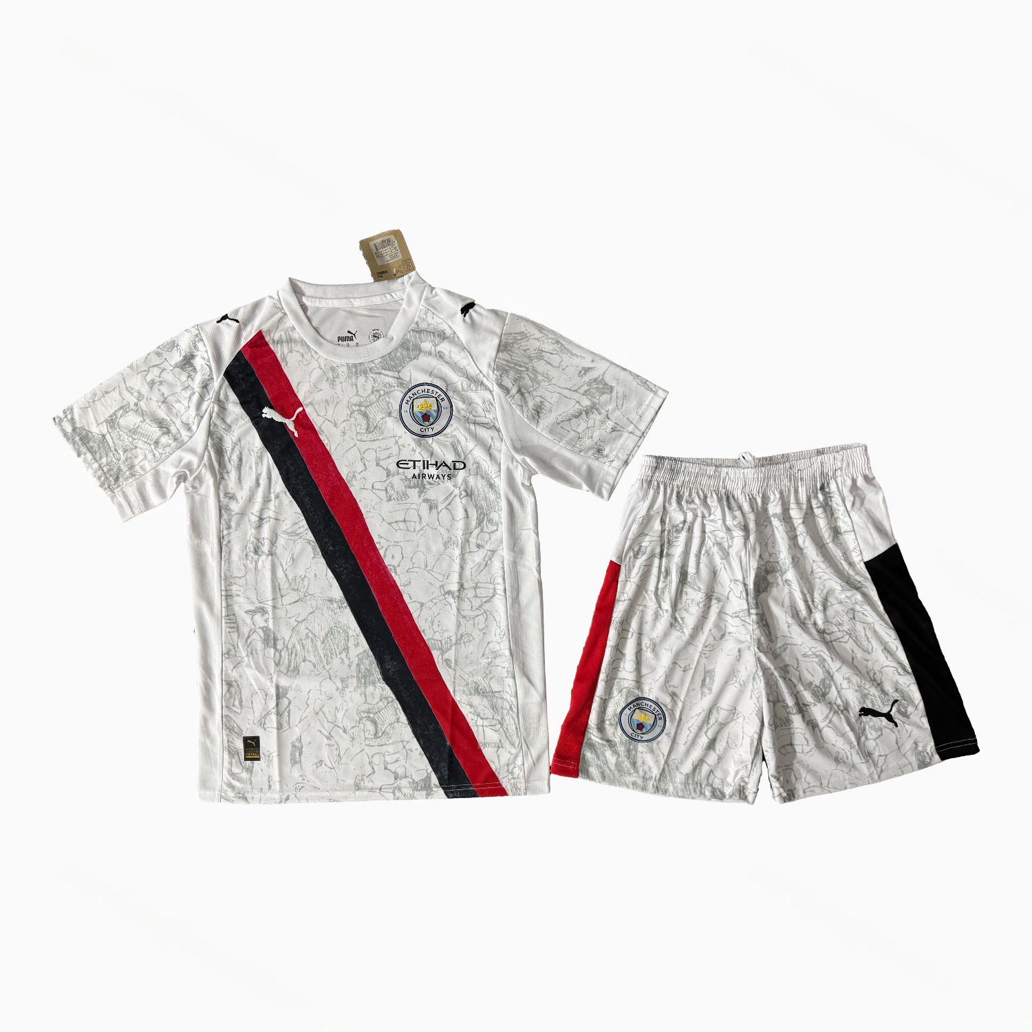 Manchester City 25-26 Away White Men's Adult Jersey Set - Fans Version - ManixJersey