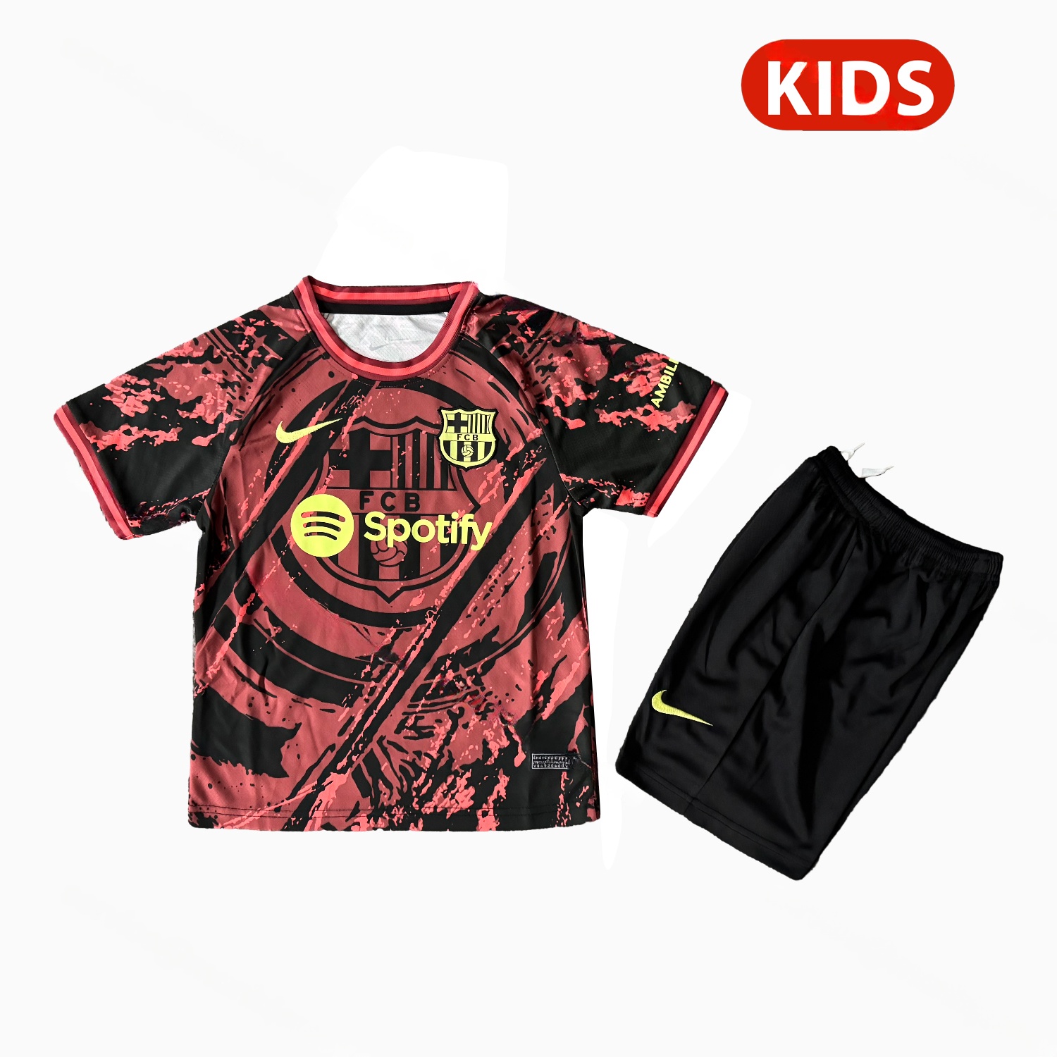 Barcelona 25-26 Big Logo Red Black Special Kids Kit - ManixJersey
