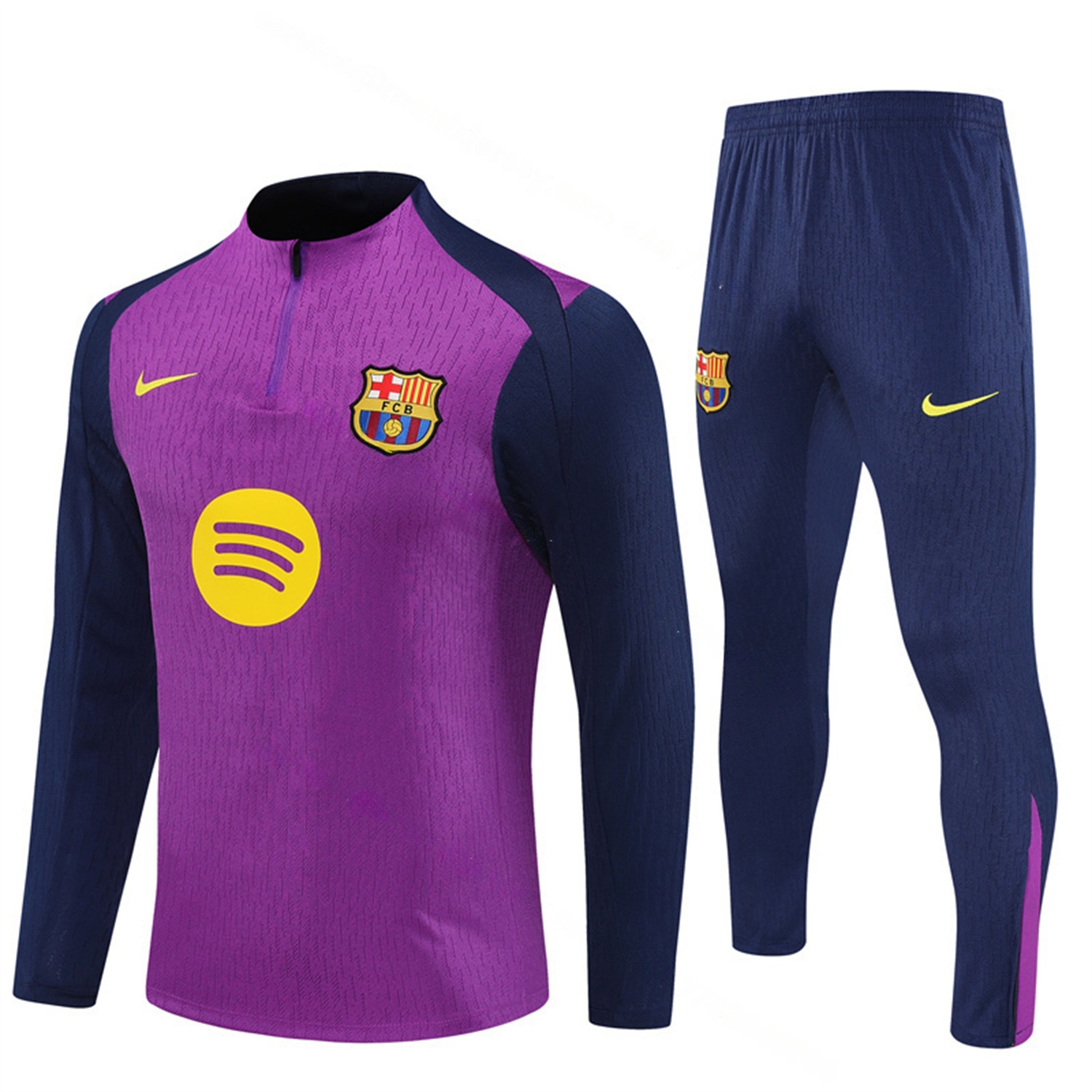 Barcelona 25-26 Long Sleeve Training Set - Purple Top & Deep Blue Pants - ManixJersey