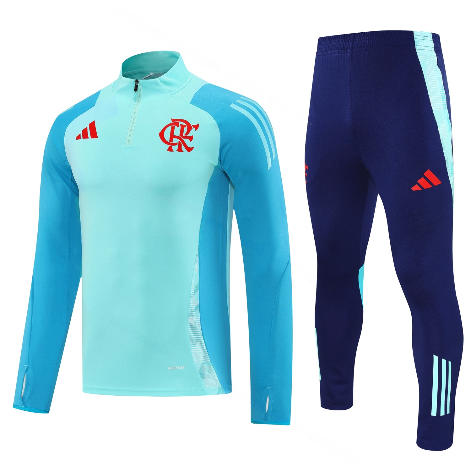 Flamengo 25-26 Long Sleeve Training Set - Light Blue Top & Deep Blue Pants - ManixJersey
