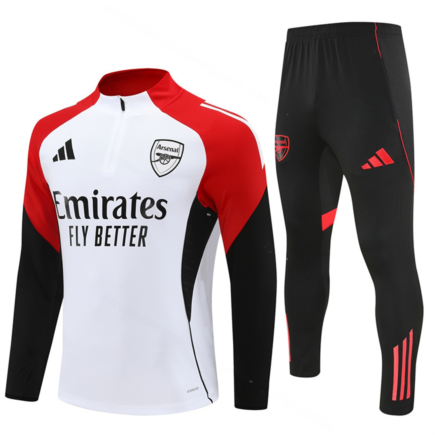 Arsenal 25-26 Long Sleeve Training Set - White Top & Black Pants - ManixJersey