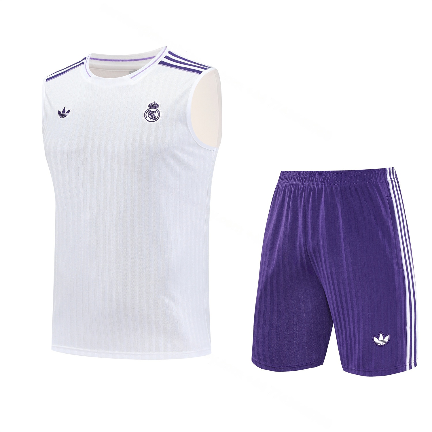 Real Madrid 25-26 Vest Training Set - Pure White Vest & Purple Shorts - ManixJersey