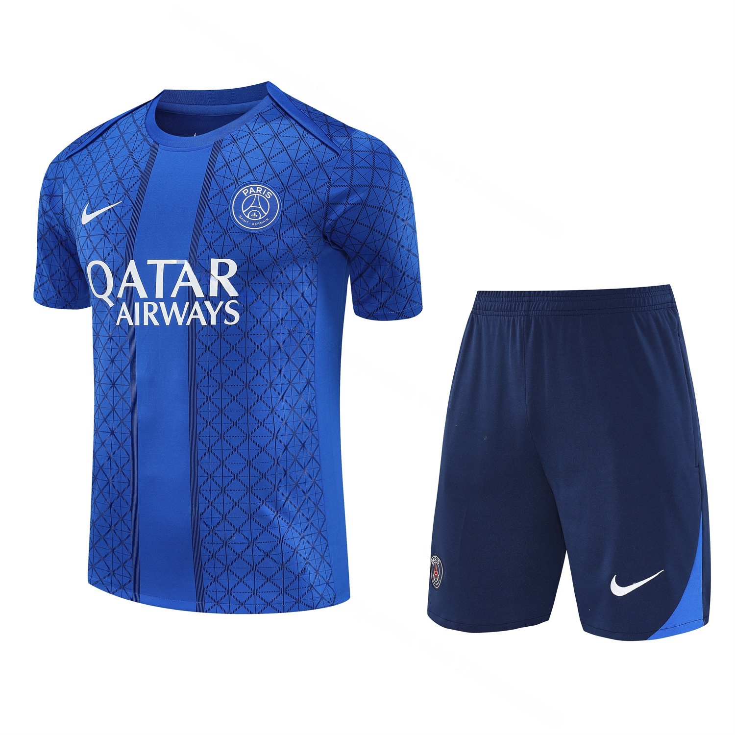 Paris Saint-Germain PSG 25-26 Short-Sleeve Training Set - Blue Top & Deep Blue Shorts - ManixJersey