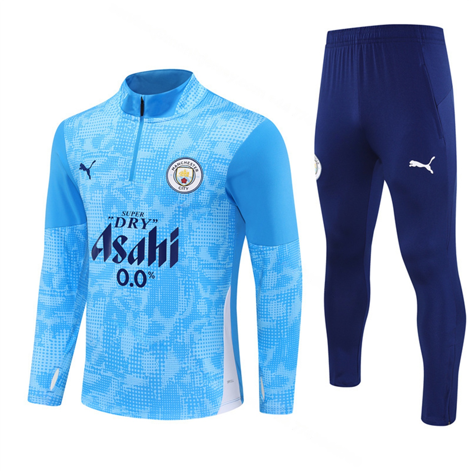 Manchester City 25-26 Long Sleeve Training Set -Light Blue Top & Deep Blue Pants - ManixJersey