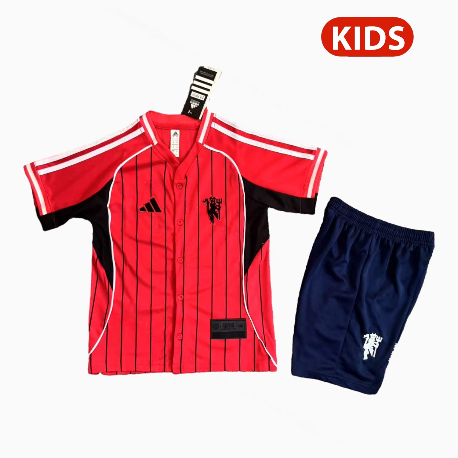 Manchester United 25-26 Red Baseball Kids Kit - Player Version - ManixJersey