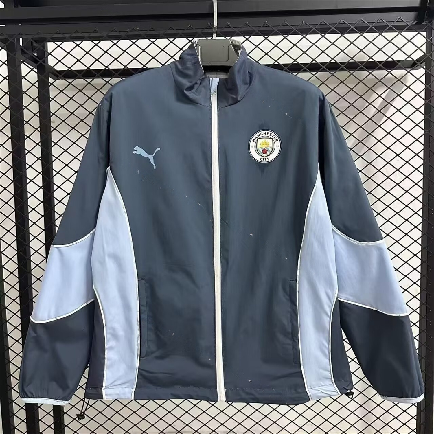 Manchester City 25-26 Double Sided Reversible Windbreaker - Deep Blue & White - ManixJersey