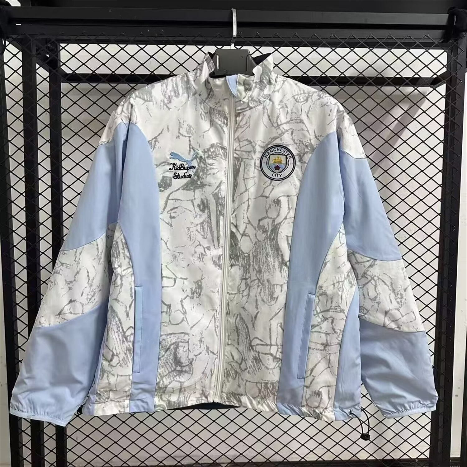 Manchester City 25-26 Double Sided Reversible Windbreaker - Deep Blue & White - ManixJersey