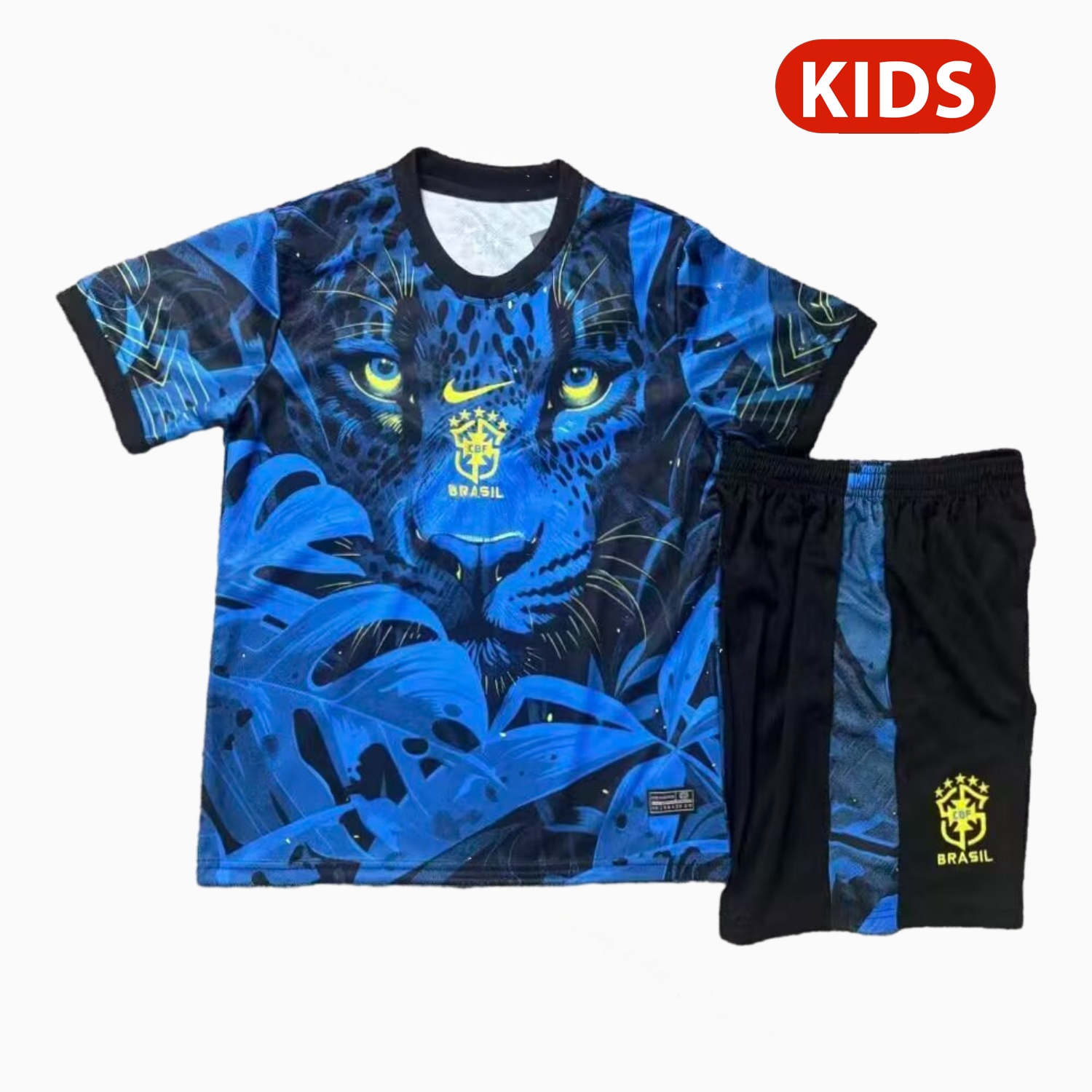 Brazil 25-26 Blue Leopard Special Kids Kit - ManixJersey