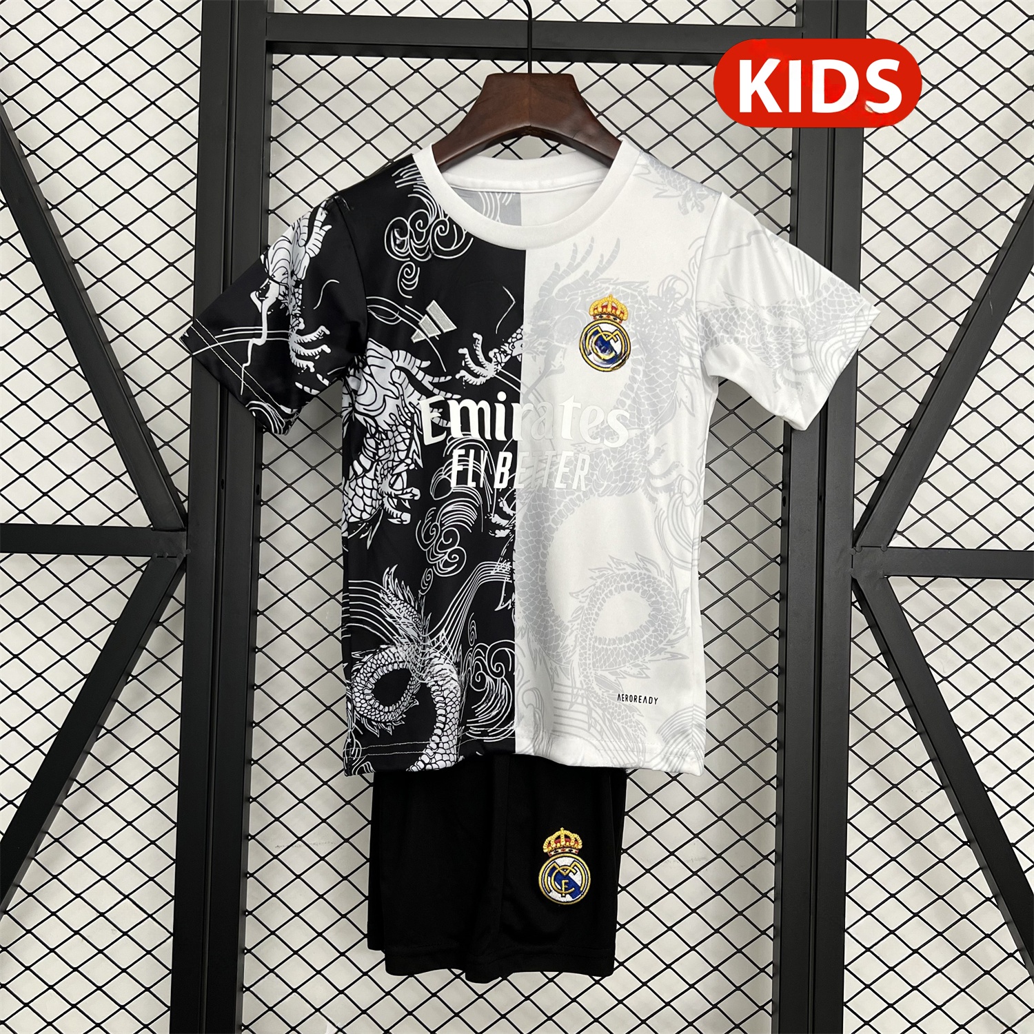 Real Madrid 25-26 Dragon White And Black Special Kids Kit - ManixJersey