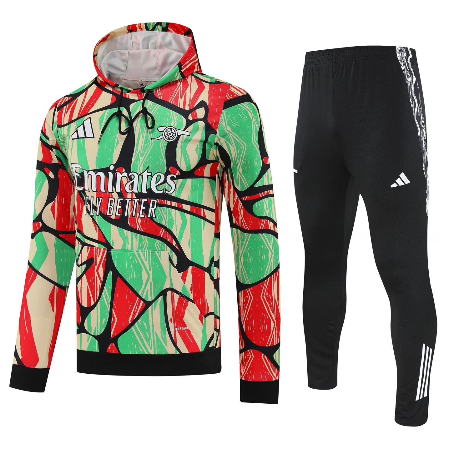 Arsenal 25-26 Training Hoodie Set - Red Green Hoodie and Black Pants - ManixJersey