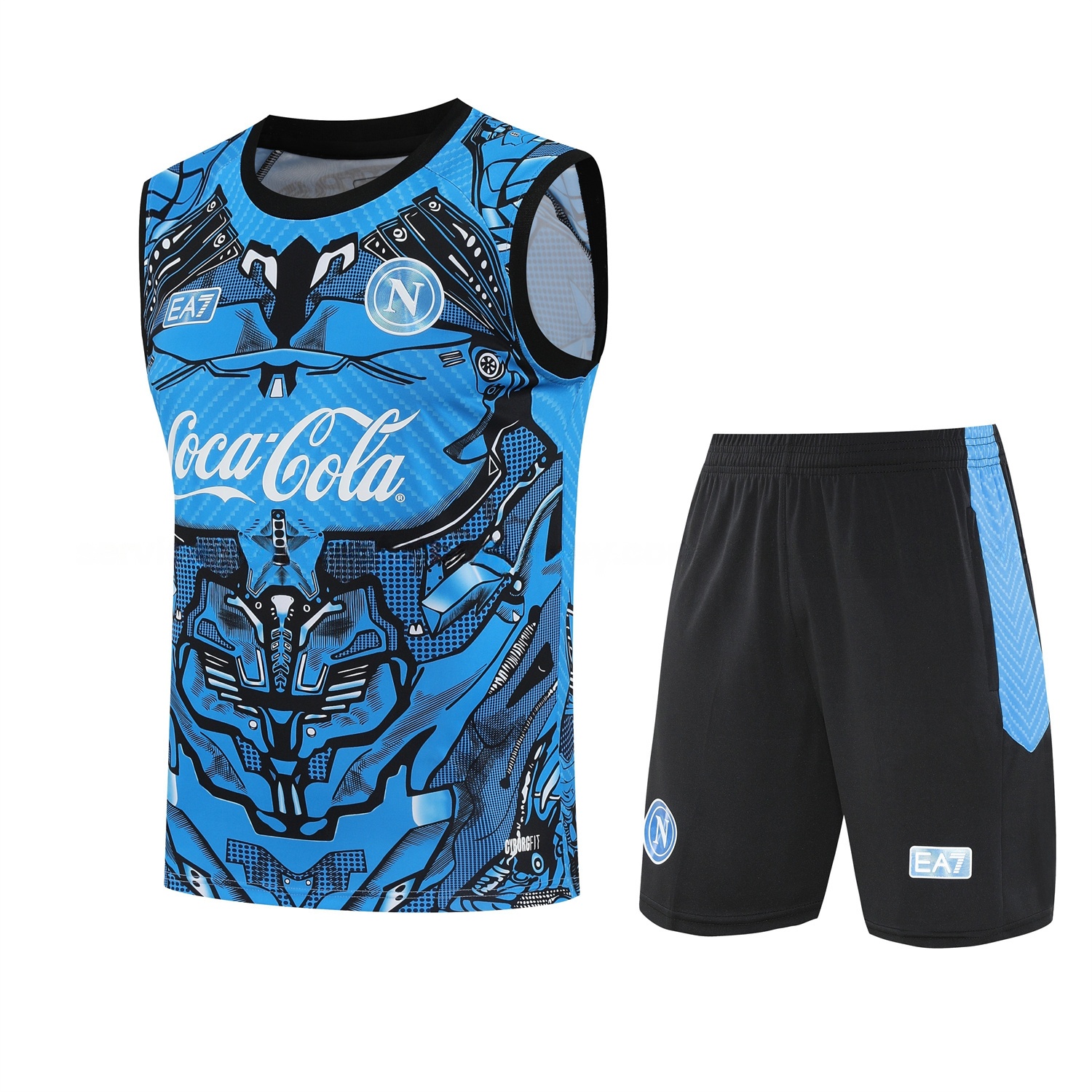 Napoli 25-26 Vest Training Set - Blue Mecha Vest & Black Shorts - ManixJersey