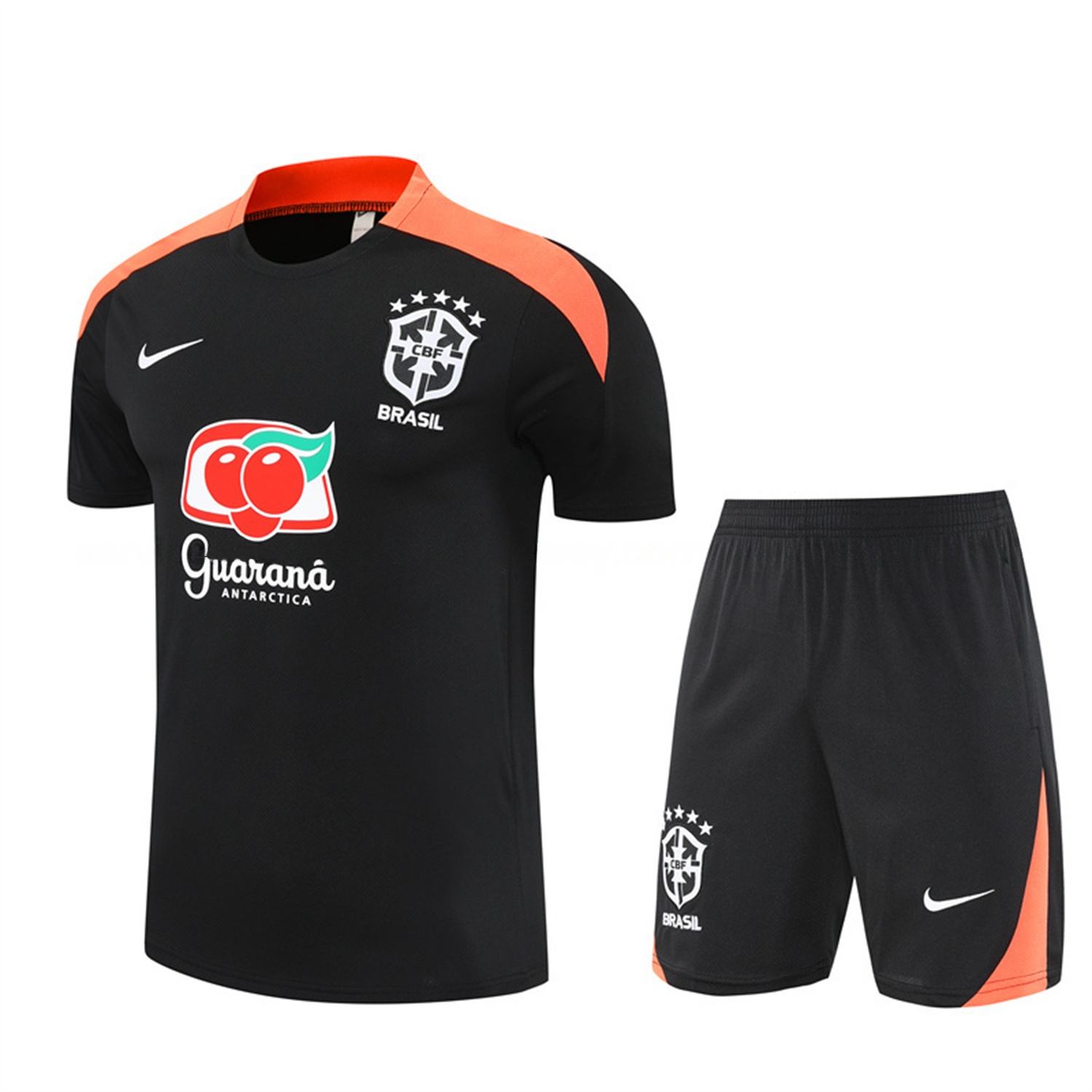 Brazil 25-26 Short-Sleeve Training Set - Black Top & Black Shorts - ManixJersey