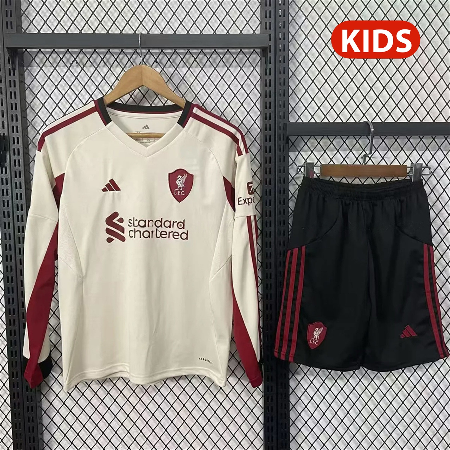 Liver.pool 25-26 Away White Long Sleeves Kids Kit - ManixJersey