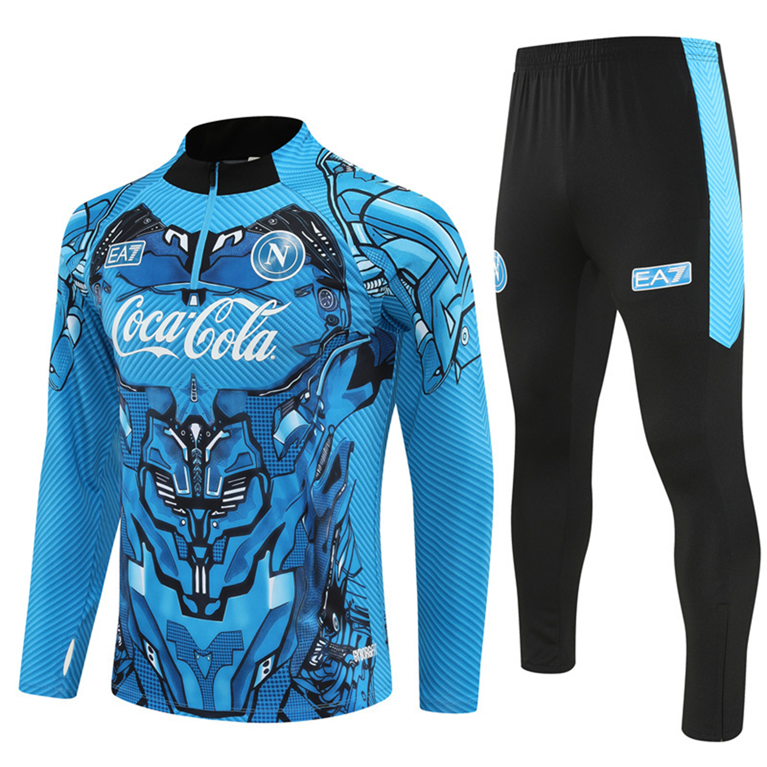 Napoli 25-26 Long Sleeve Training Set - Blue Mecha Top & Black Pants - ManixJersey