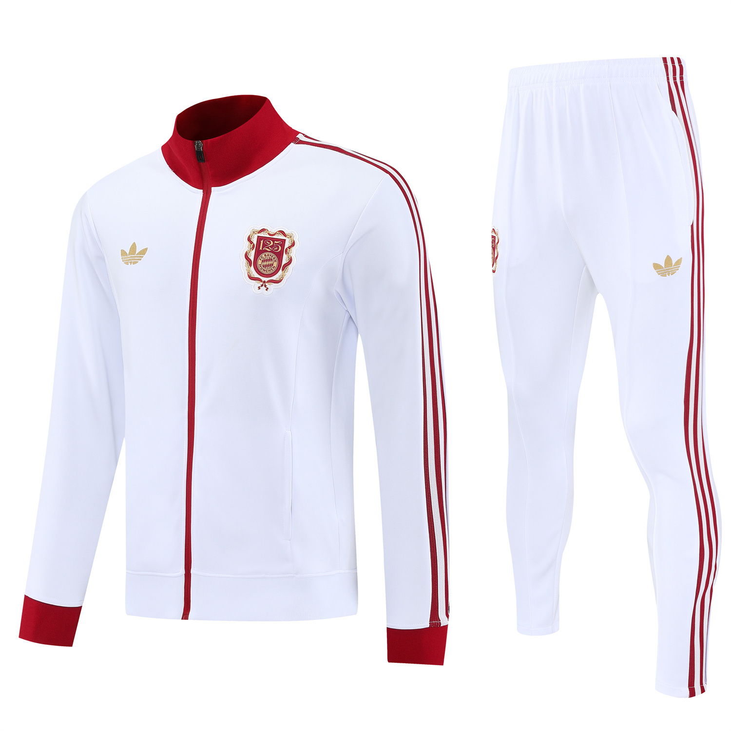 Bayern Munich 25-26 125th Anniversary Jacket Training Tracksuit - White Jackets & White Pants - ManixJersey