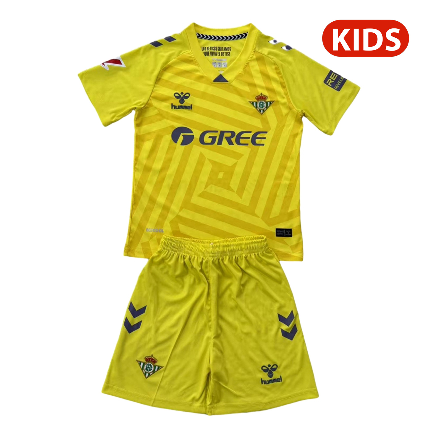 Real Betis 25-26 Yellow Goalkeeper Kids Kit - ManixJersey