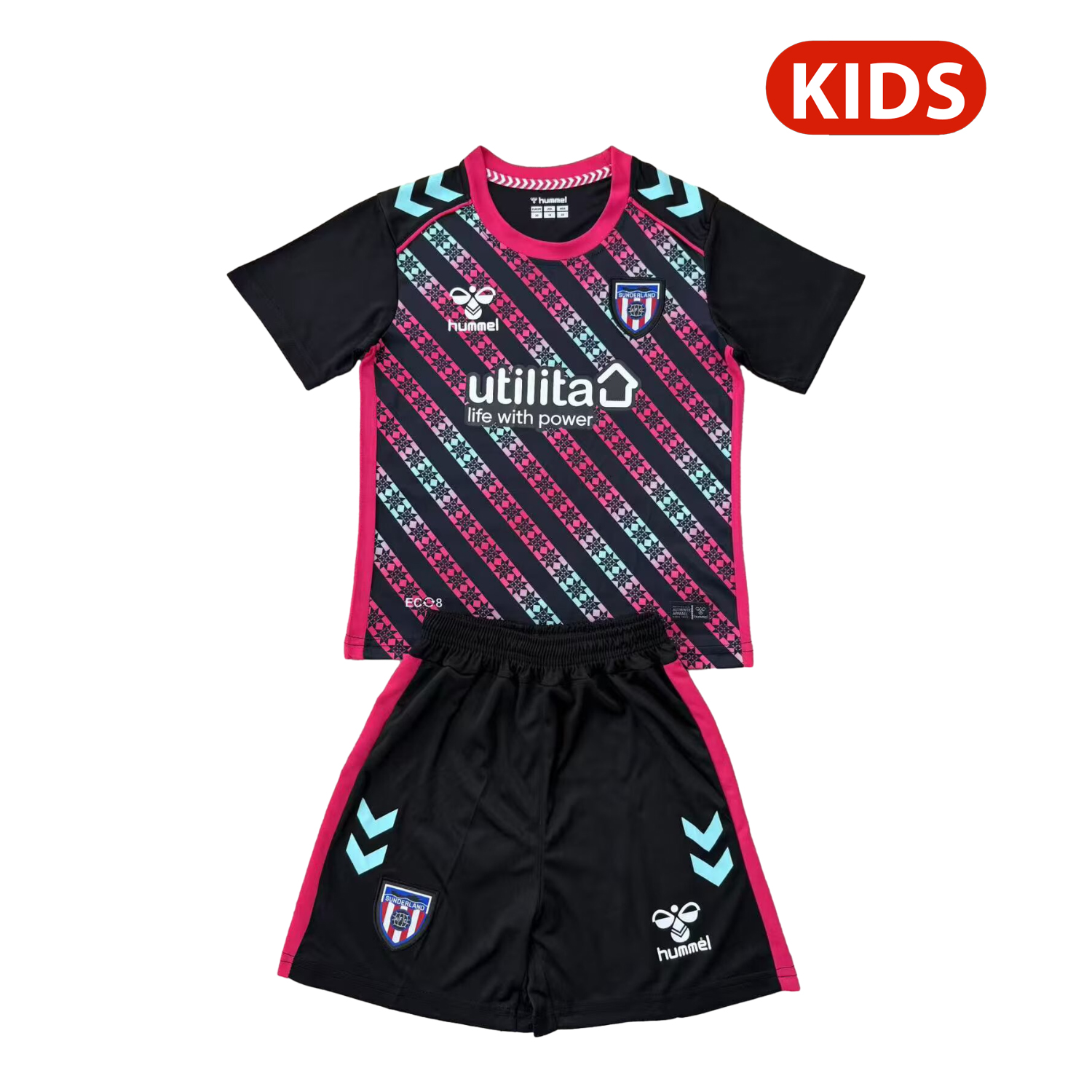 Sunderland 25-26 Goalkeeper Black And Pink Kids Kit - ManixJersey