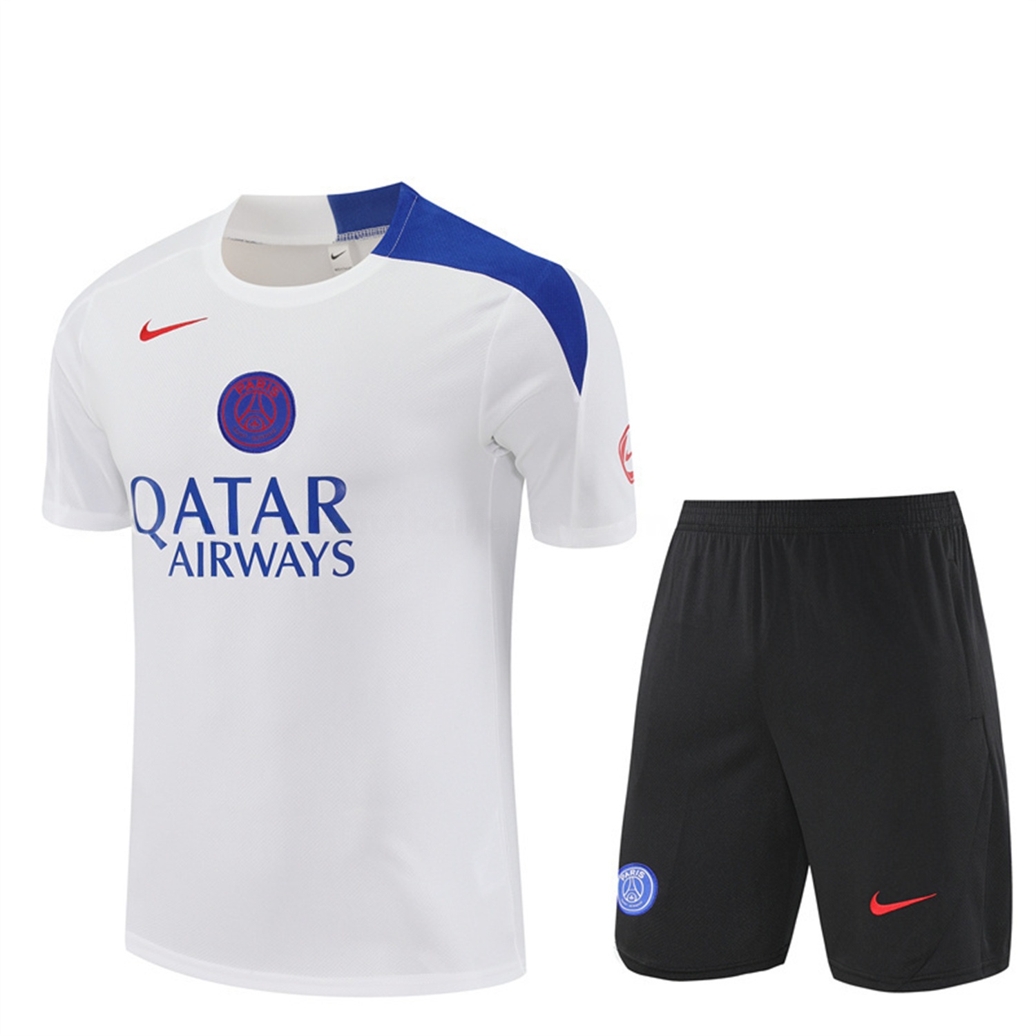 Paris Saint-Germain PSG 25-26 Short-Sleeve Training Set - White Top & Black Shorts - ManixJersey